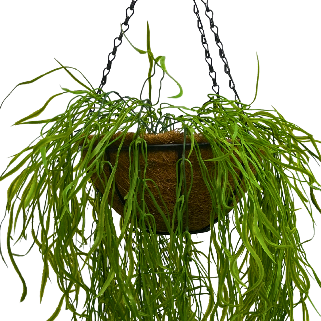 Artificial Willow Leaf Hanging Coco Basket 2.8ft