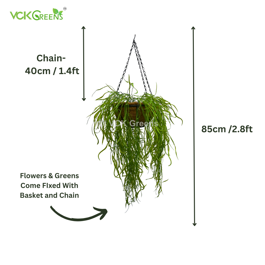 Artificial Willow Leaf Hanging Coco Basket 2.8ft