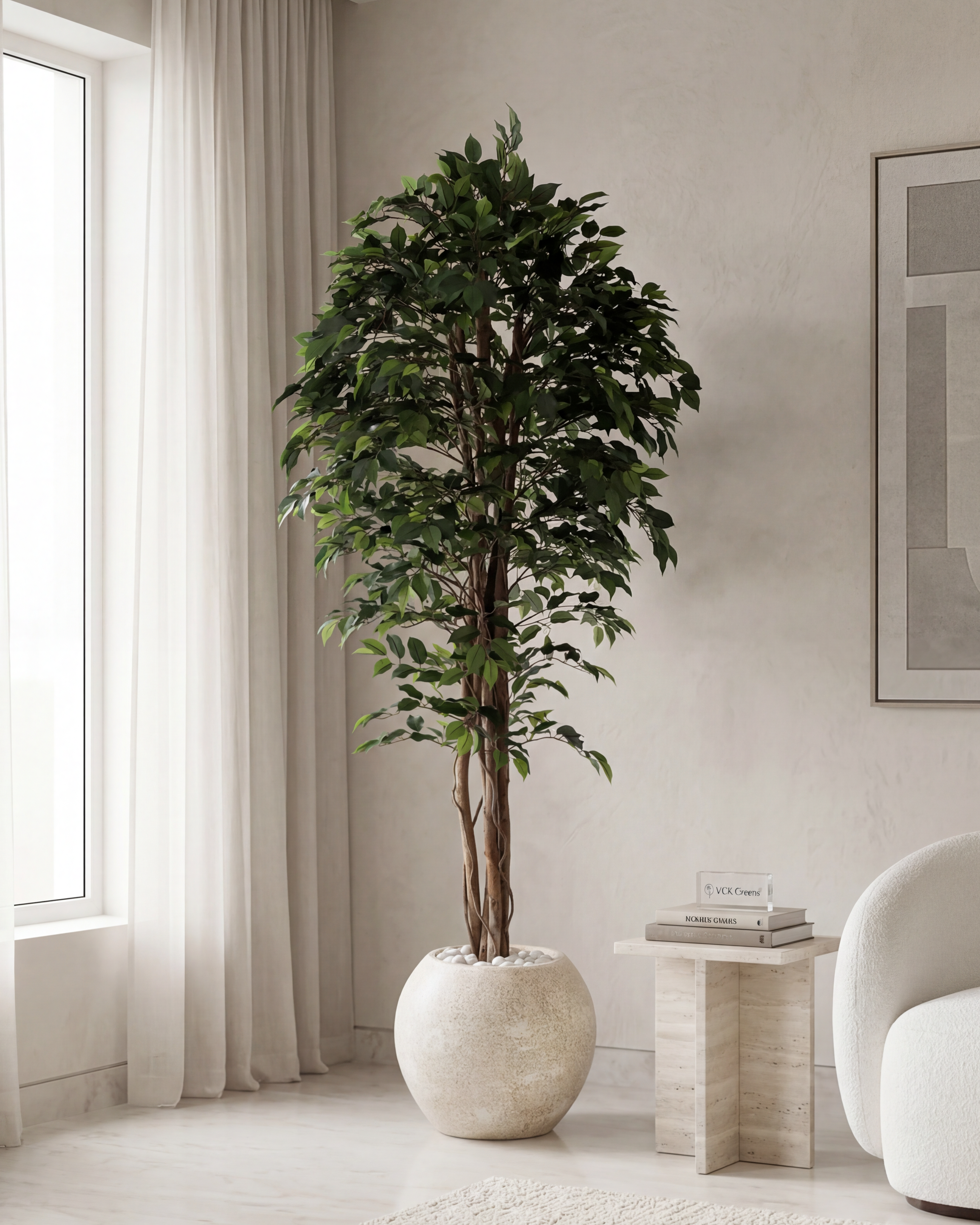 Artificial Ficus Wood Trunk Tree 7ft