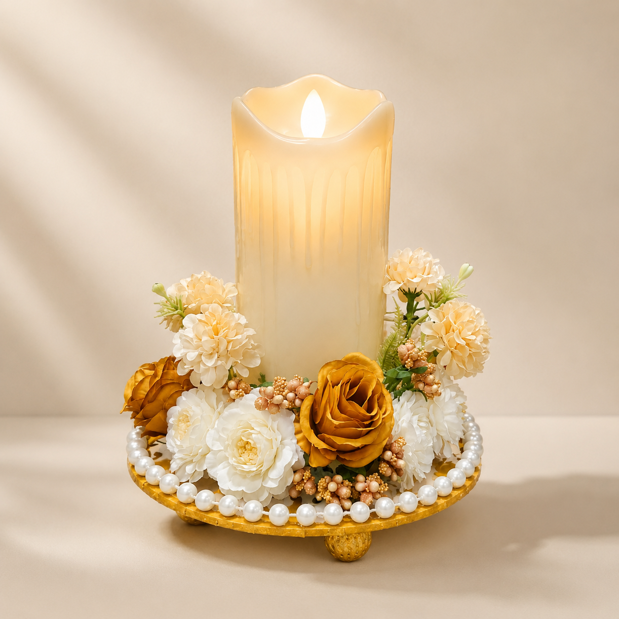 Floral Centerpiece with LED Candle