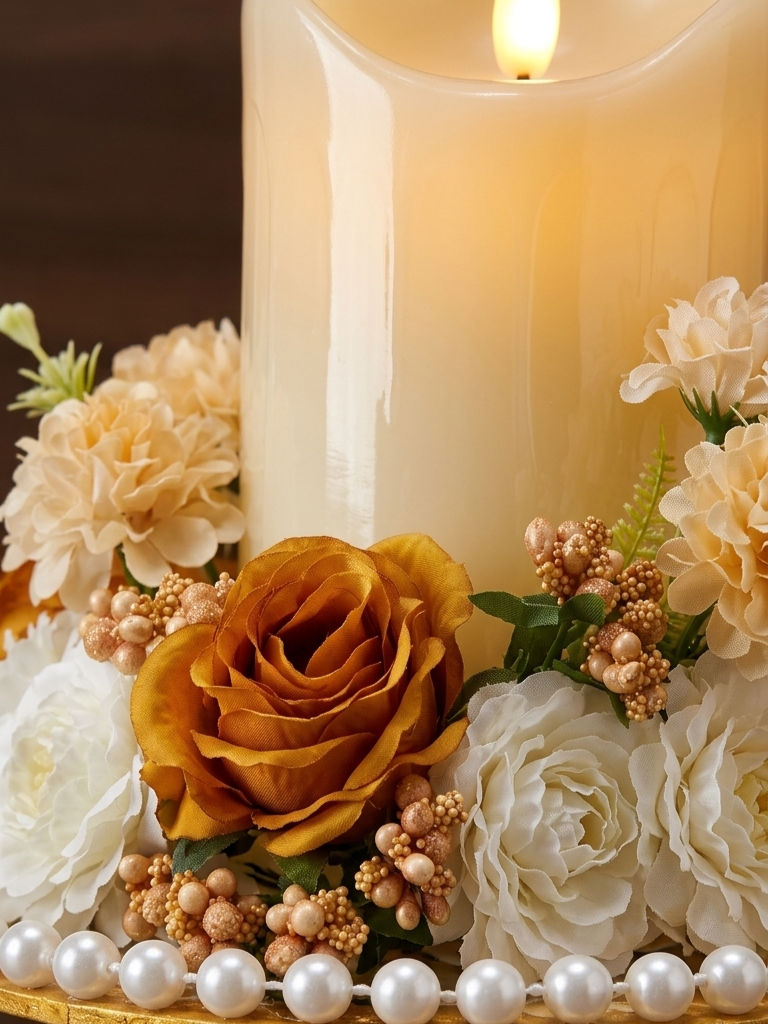 Floral Centerpiece with LED Candle