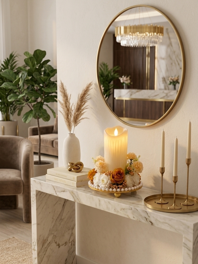 Floral Centerpiece with LED Candle