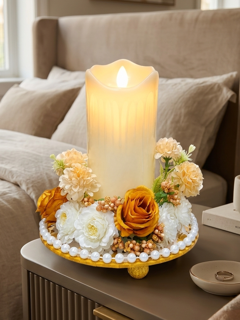 Floral Centerpiece with LED Candle