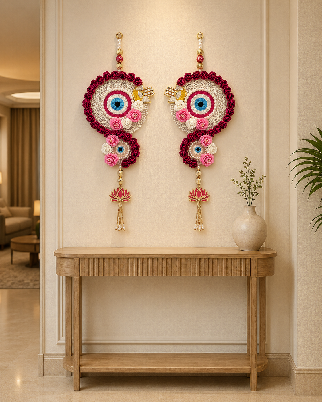 Evil Eye Floral Lotus Wall Hanging