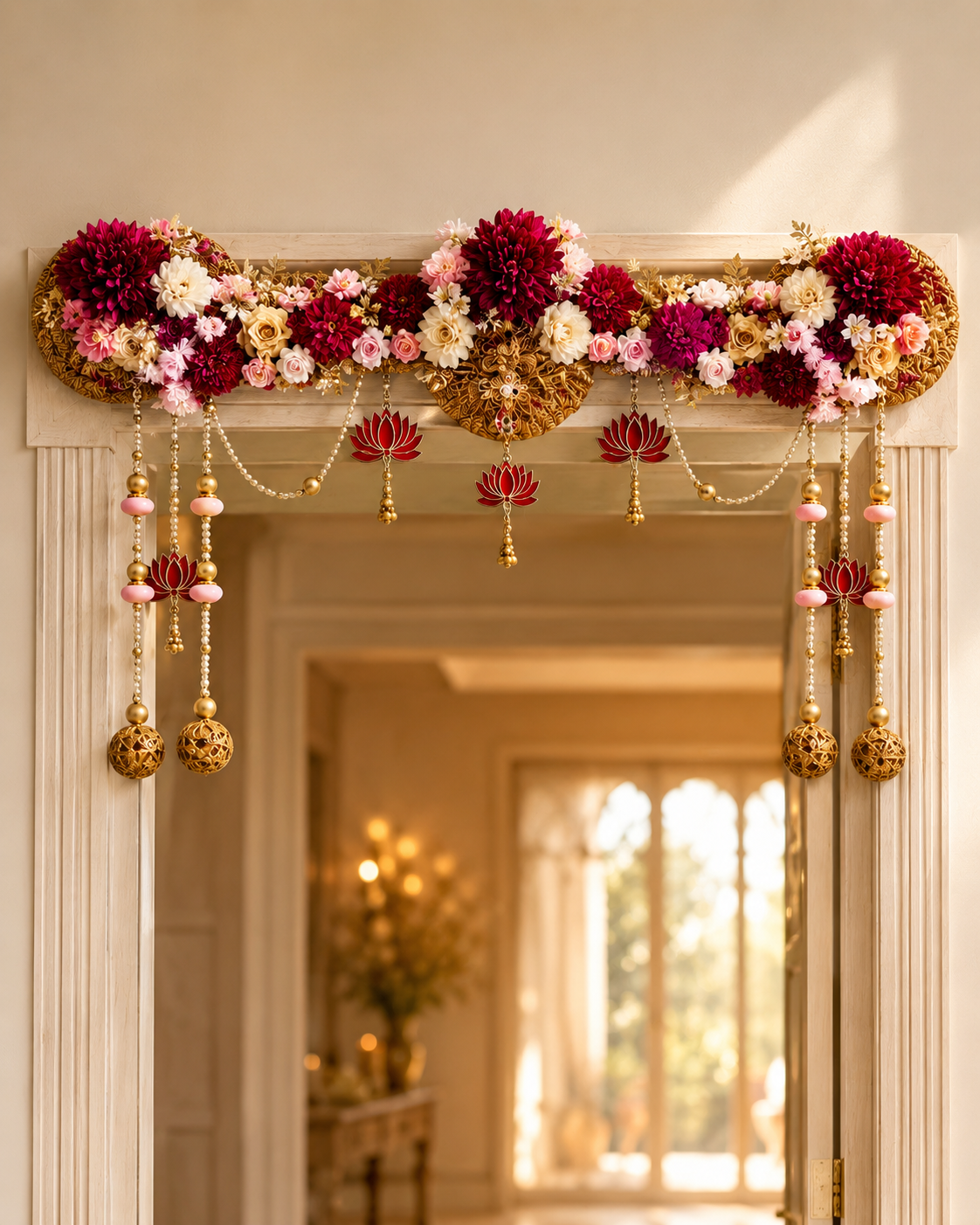 Royal Lotus Floral Toran Wall Hanging (40 Inch)