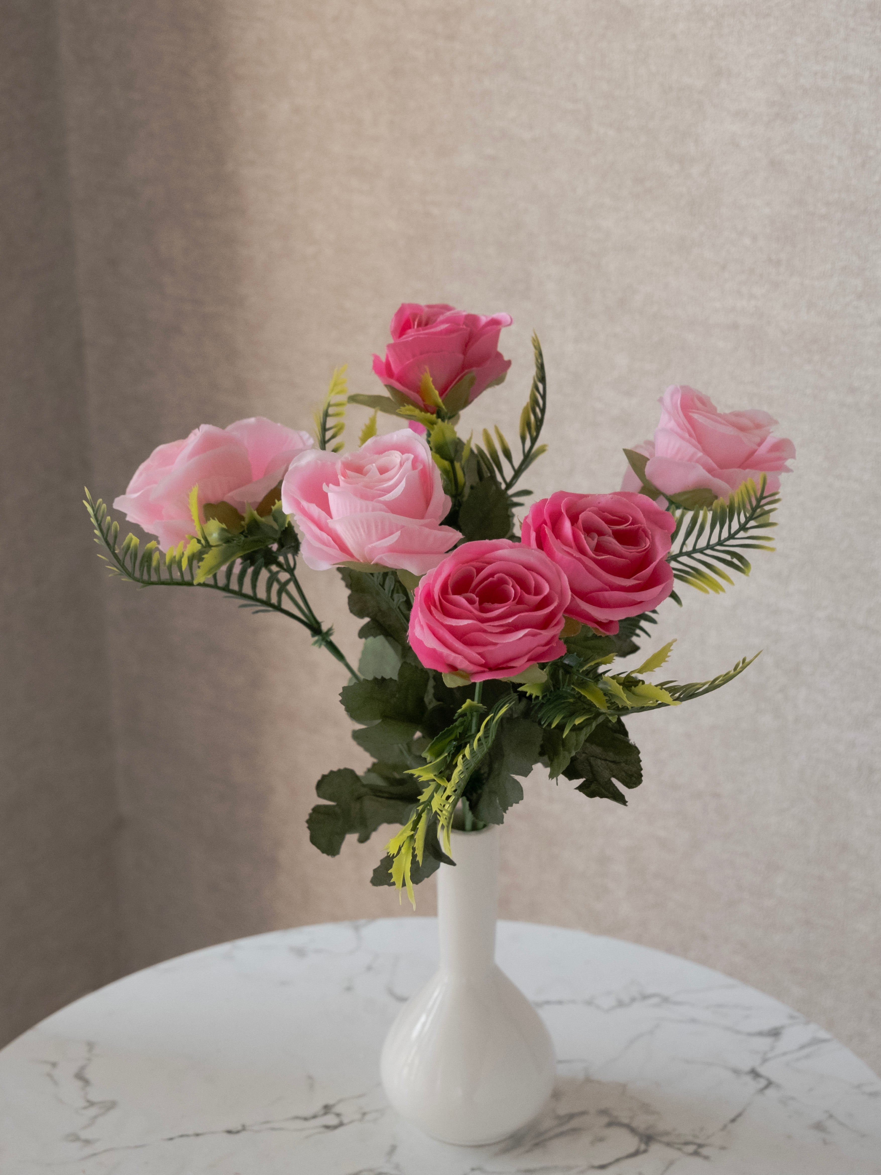 Artificial Rose Flower Bunch (Set of 3)