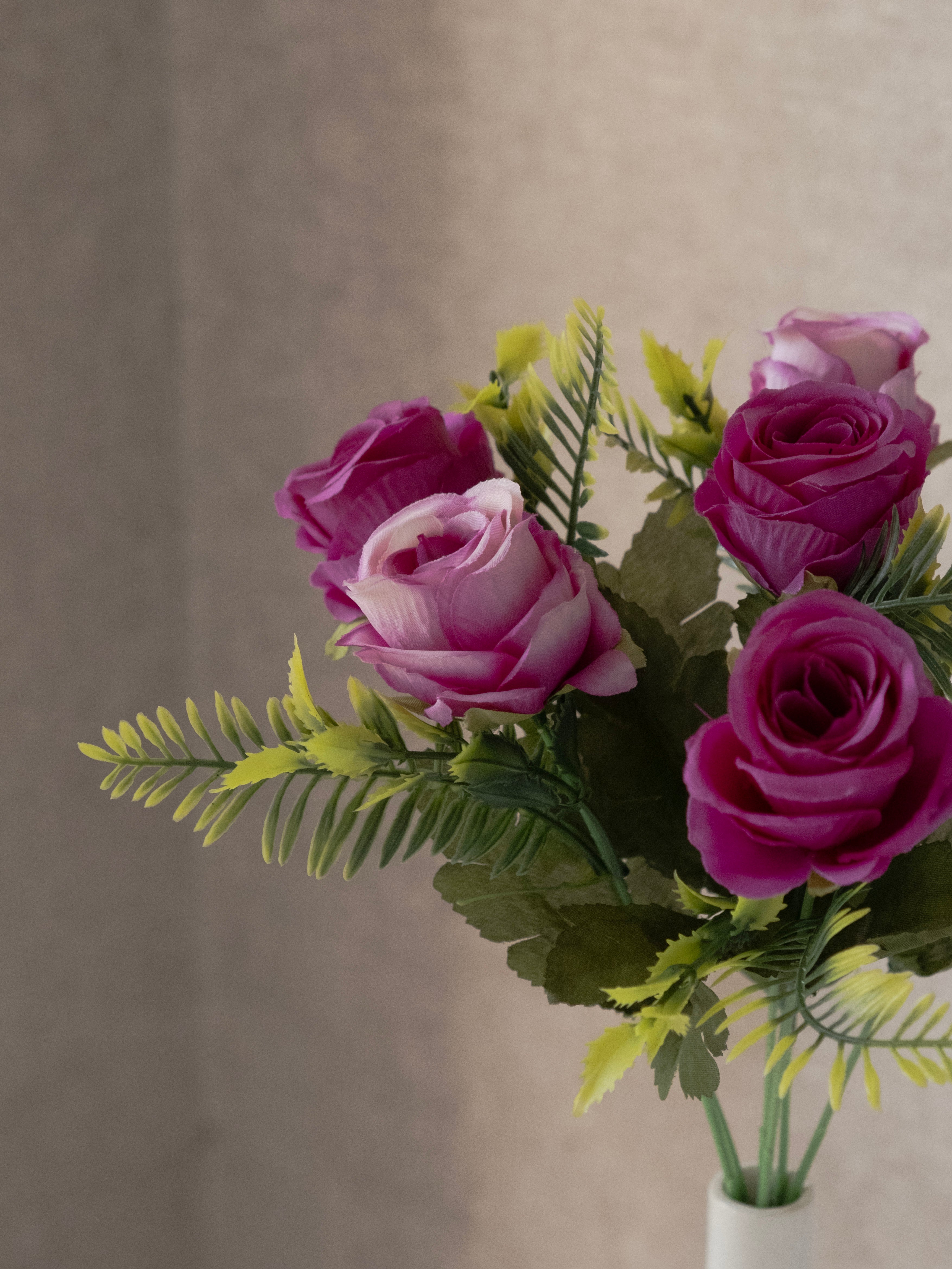 Artificial Rose Flower Bunch (Set of 3)