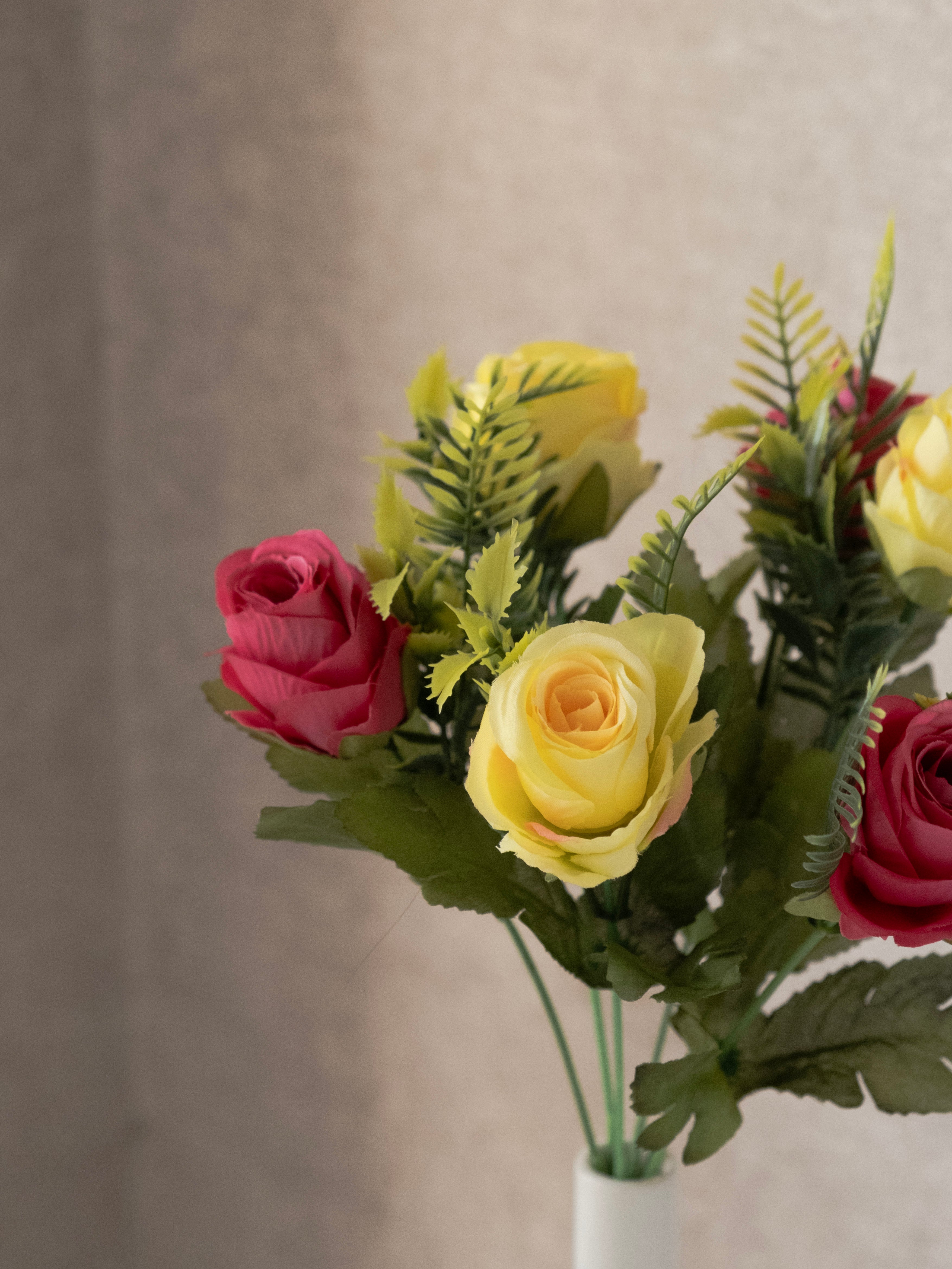 Artificial Rose Flower Bunch (Set of 3)