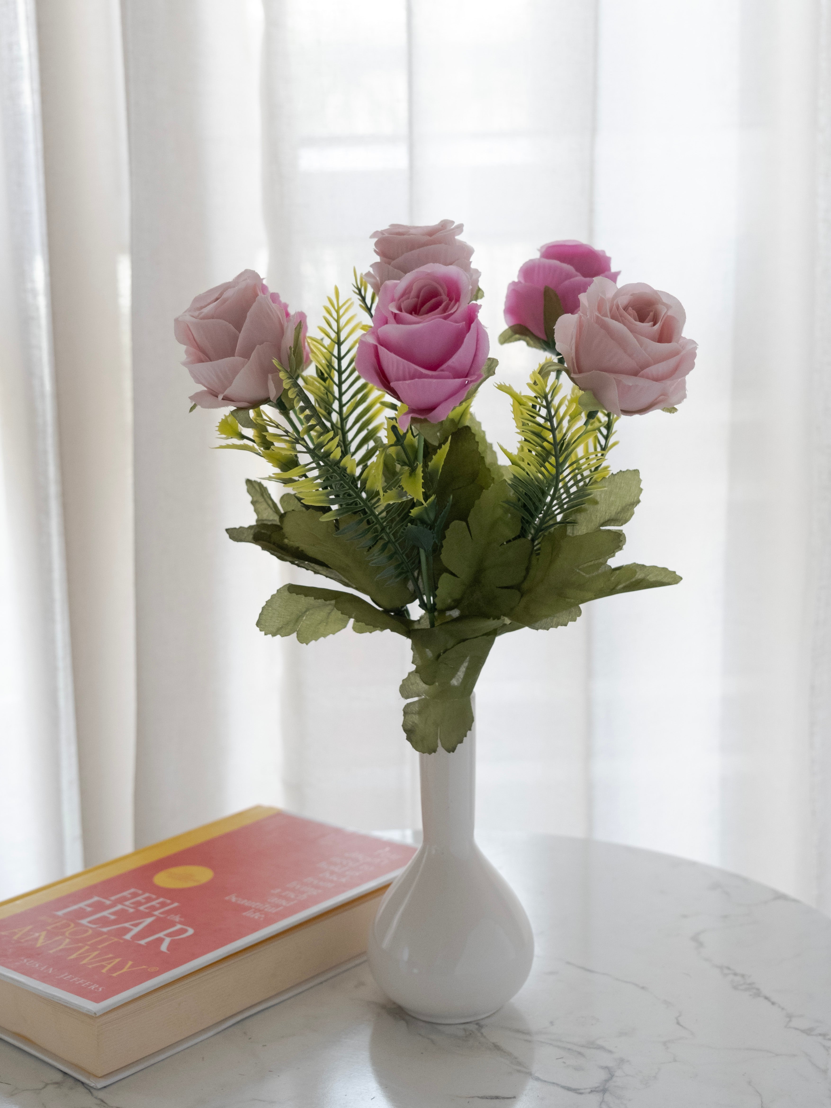 Artificial Rose Flower Bunch (Set of 3)
