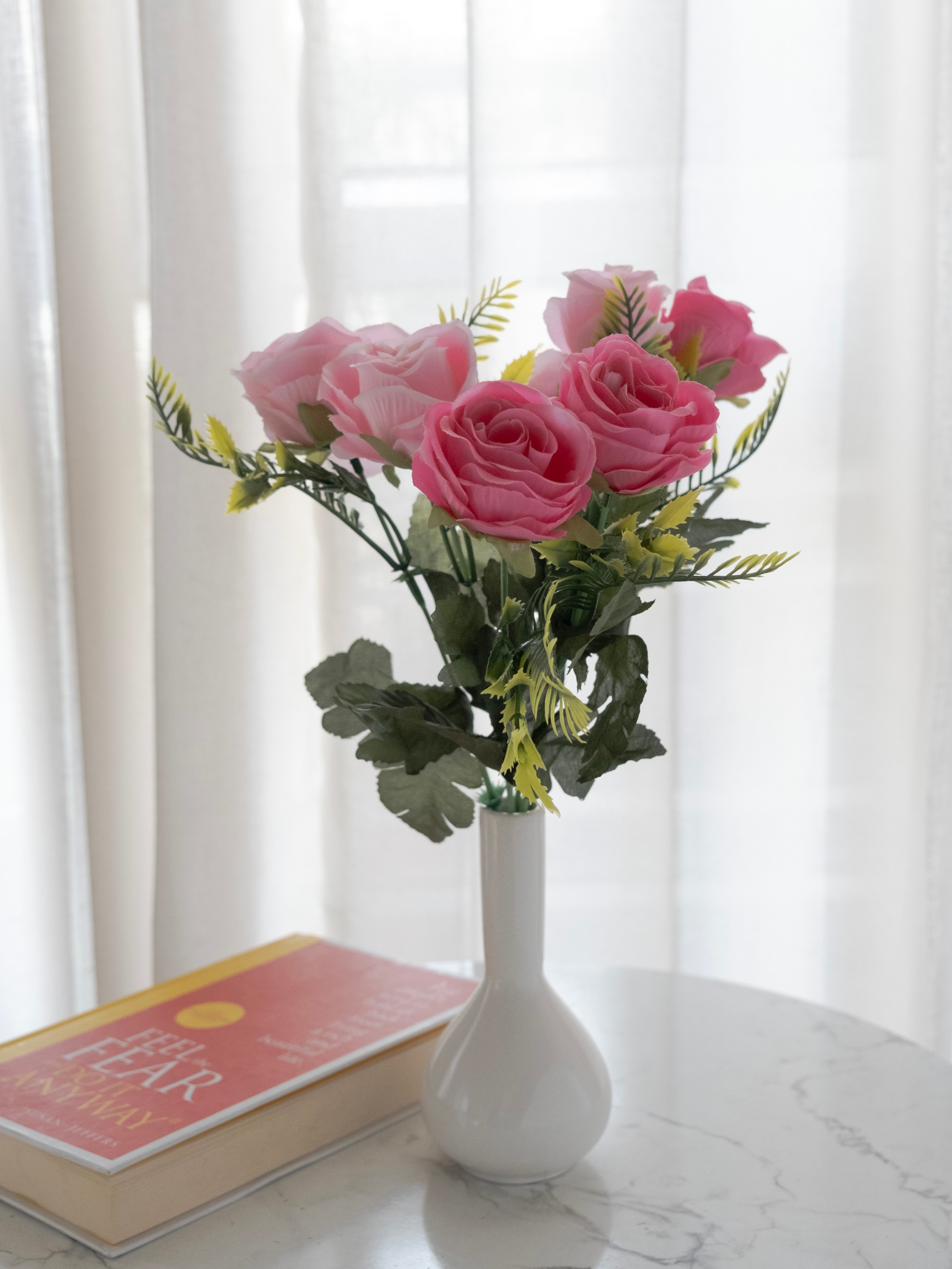 Artificial Rose Flower Bunch (Set of 3)