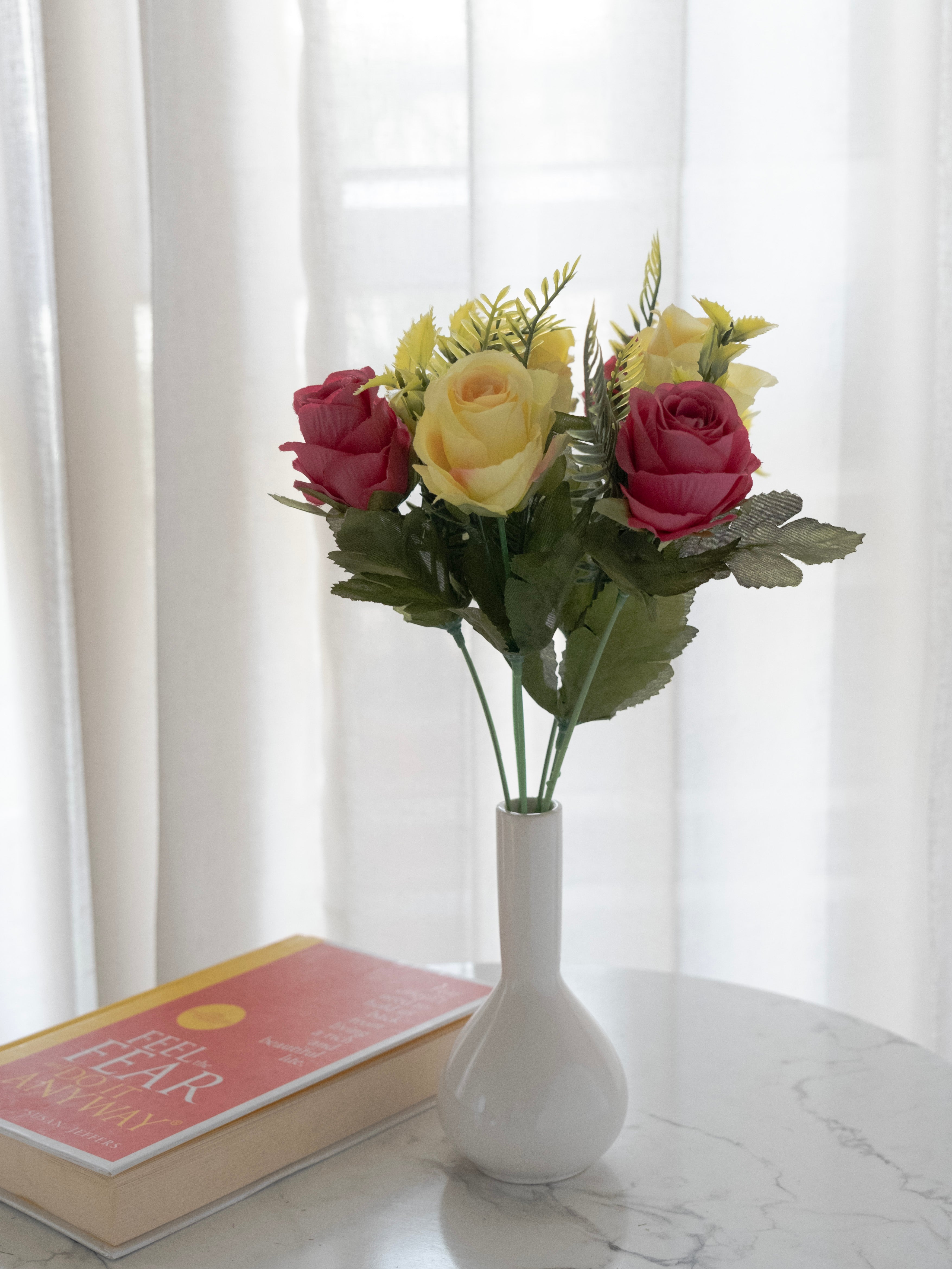 Artificial Rose Flower Bunch (Set of 3)