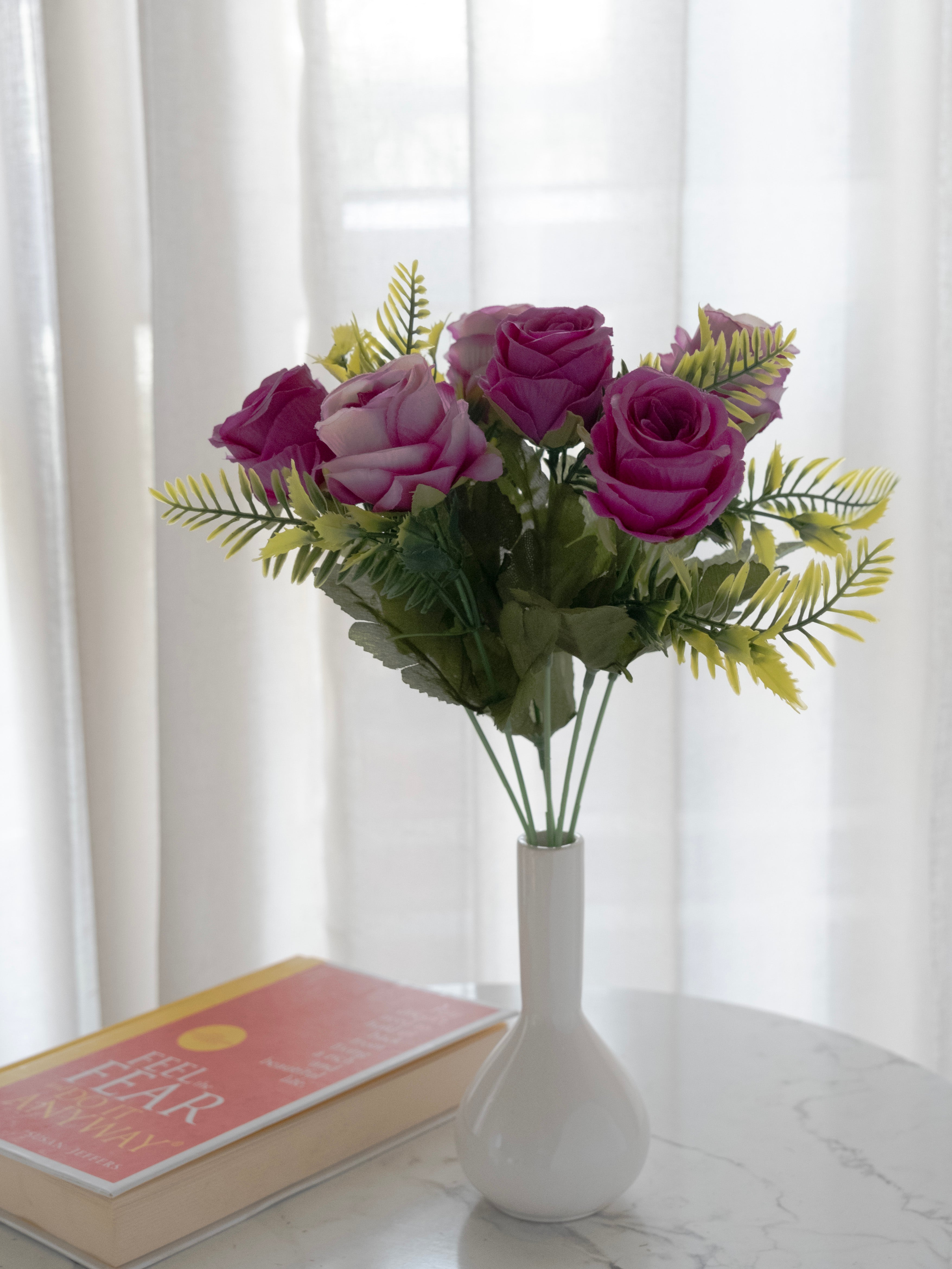 Artificial Rose Flower Bunch (Set of 3)