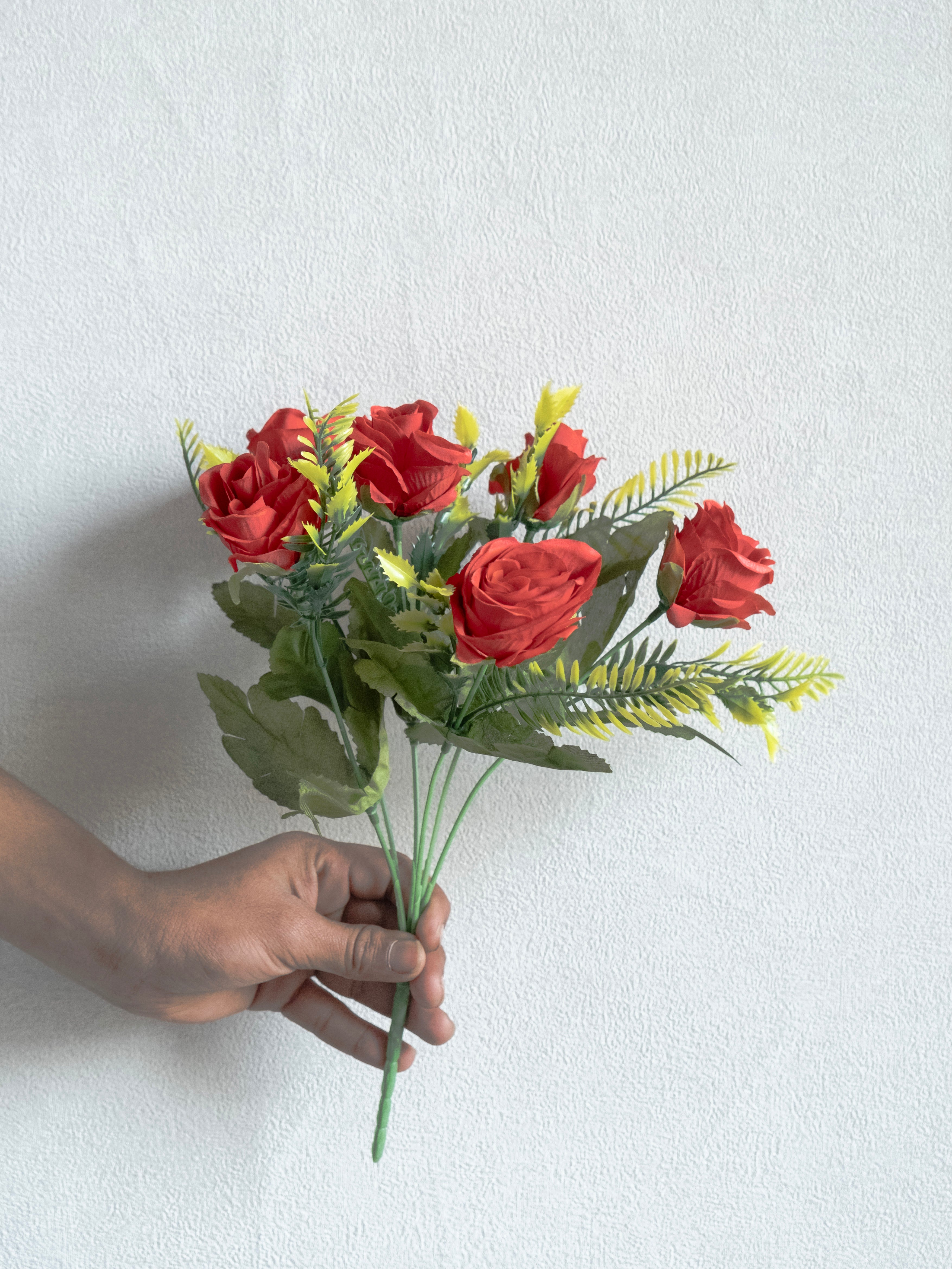 Artificial Rose Flower Bunch (Set of 3)