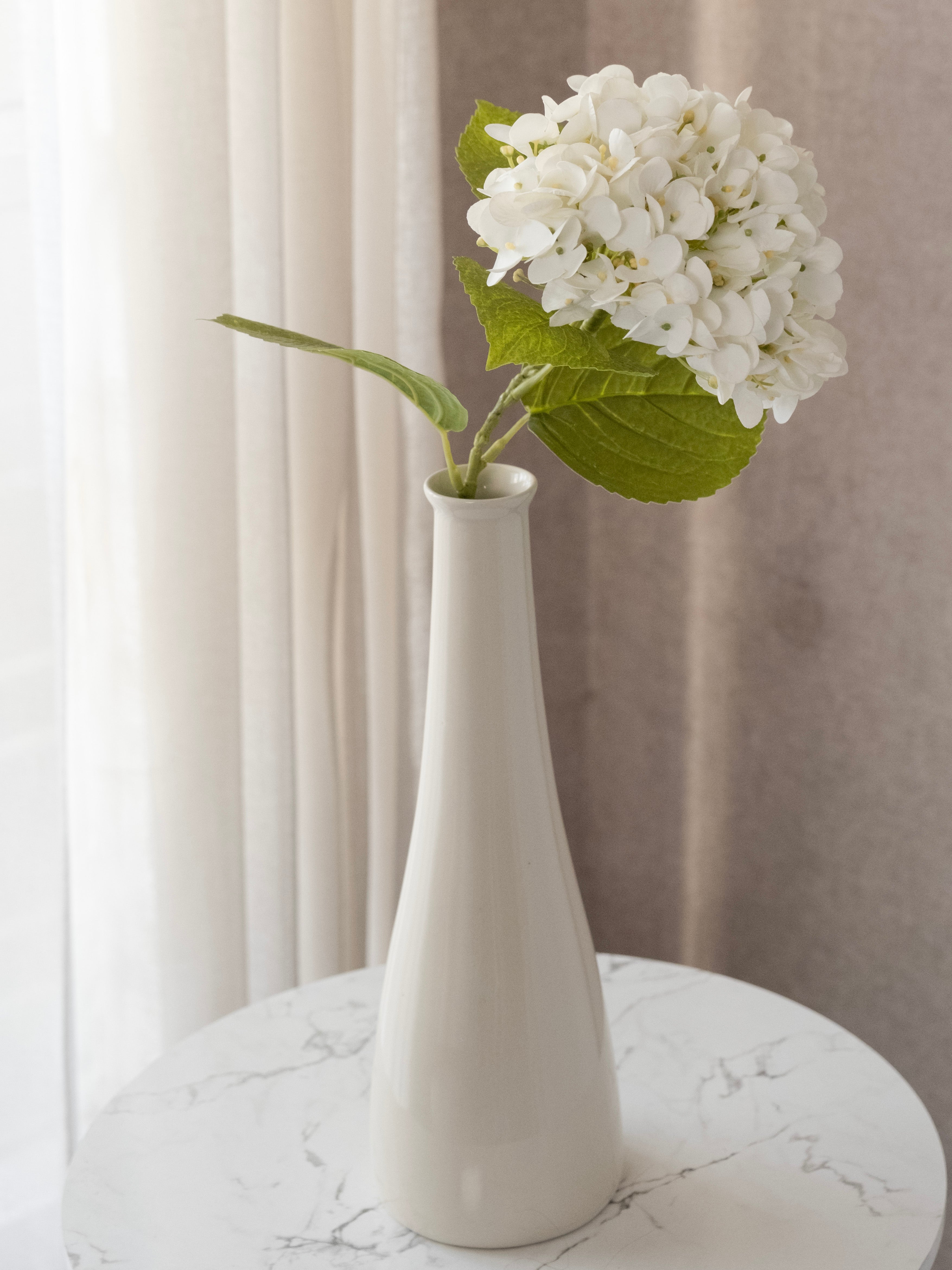Artificial White PU Hydrangea Flower Stem