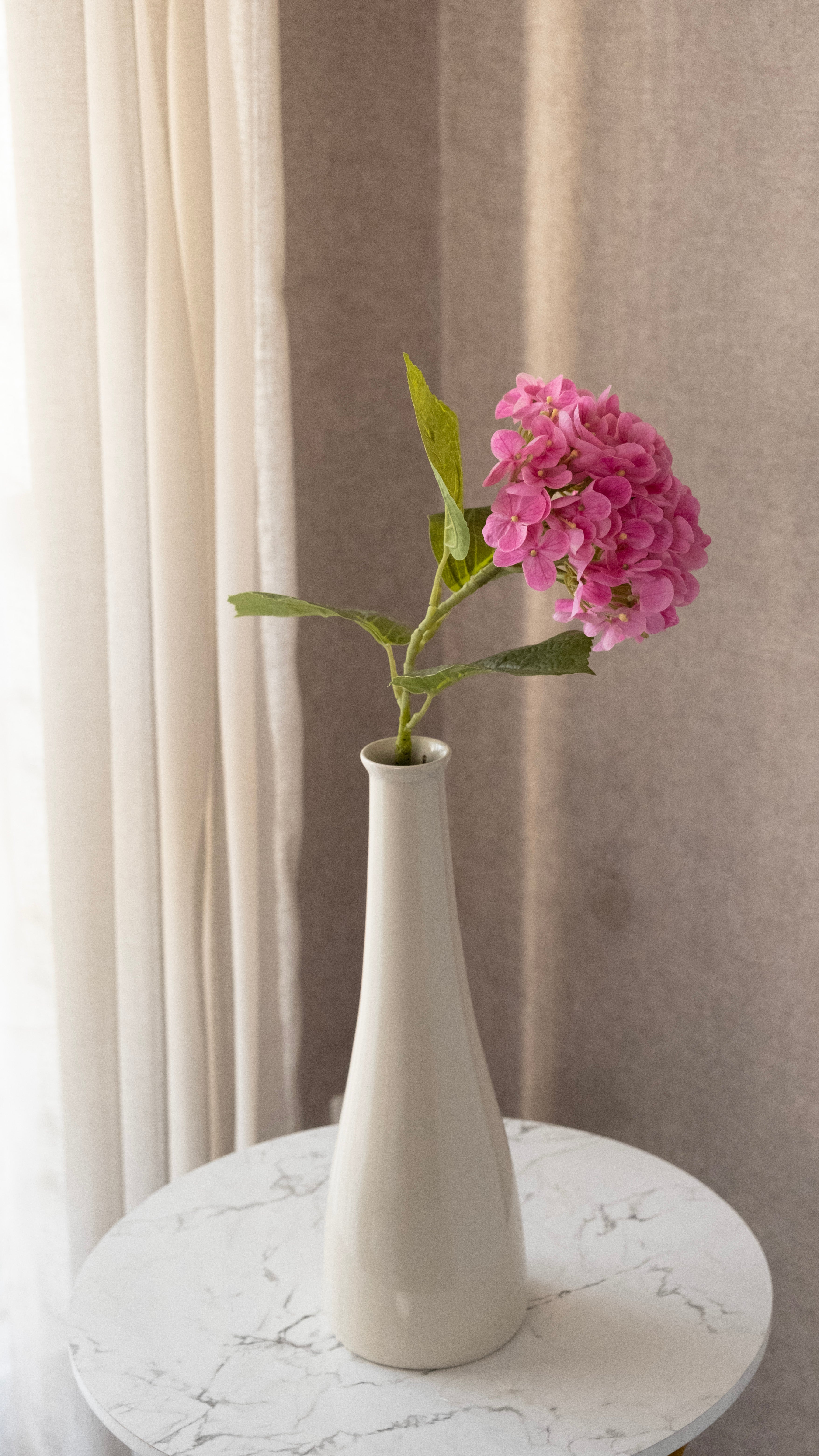 Artificial Dark Pink PU Hydrangea Flower Stem