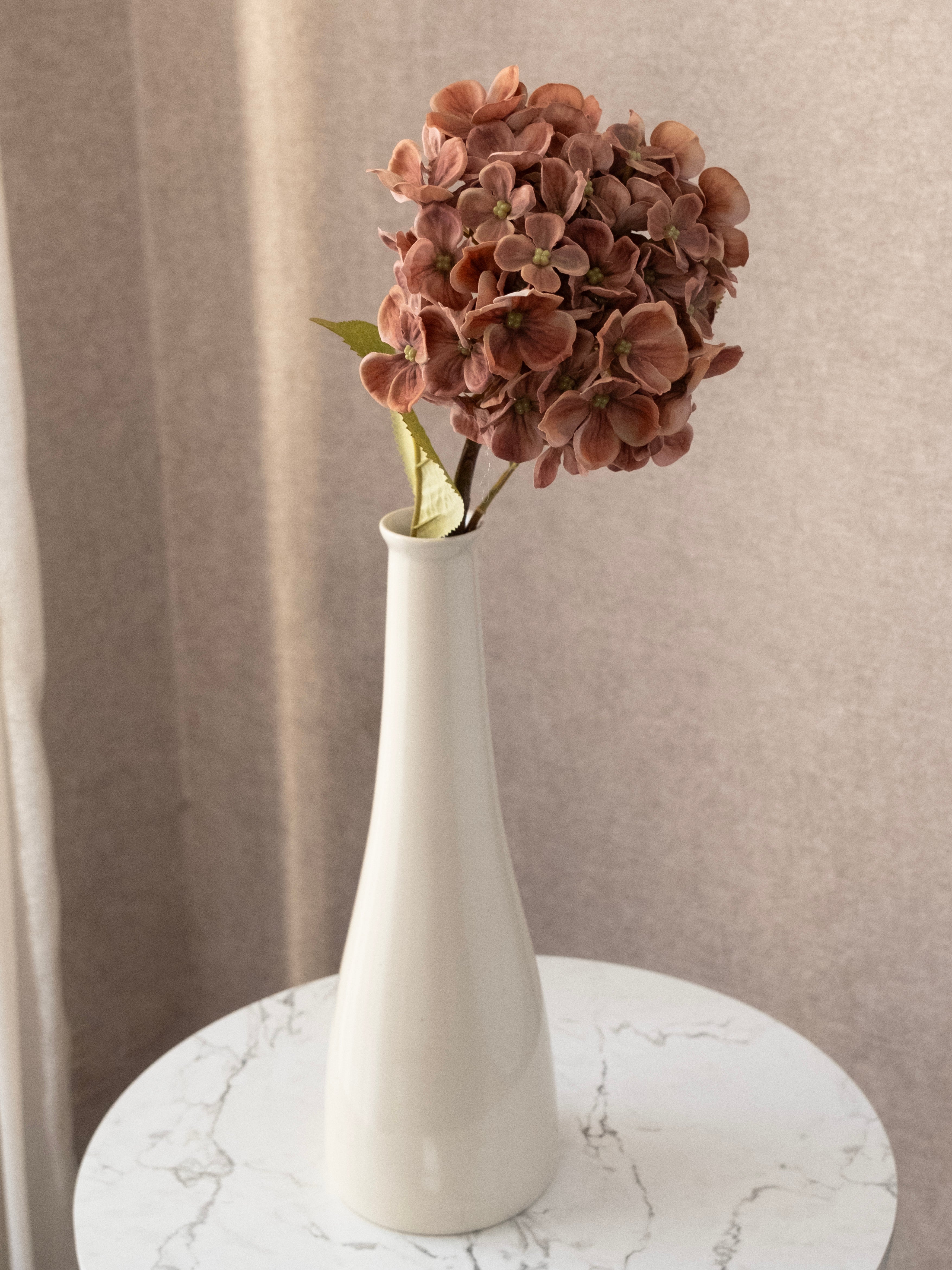 Artificial Rust Brown PU Hydrangea Flower Stem