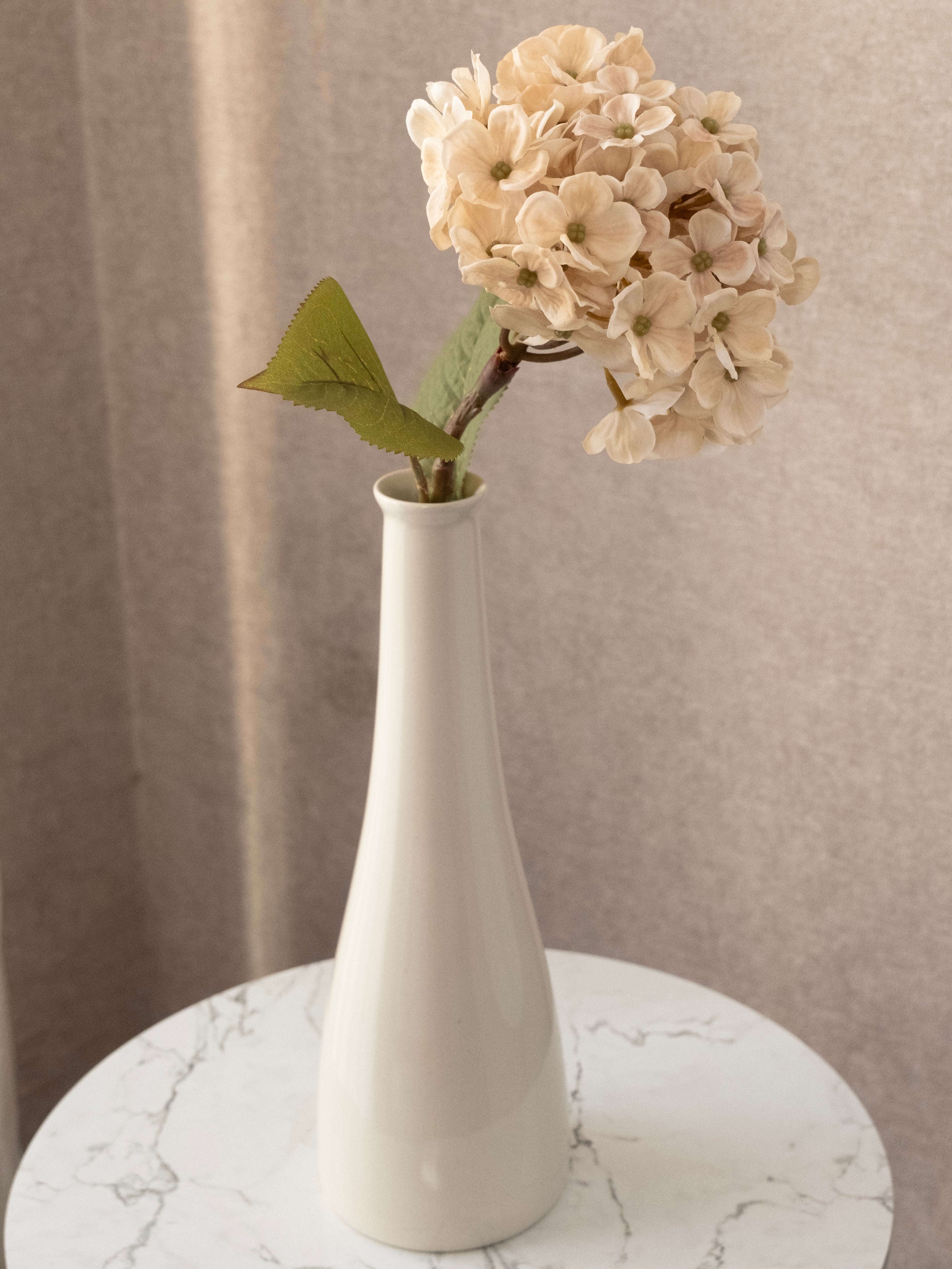 Artificial Cream PU Hydrangea Flower Stem