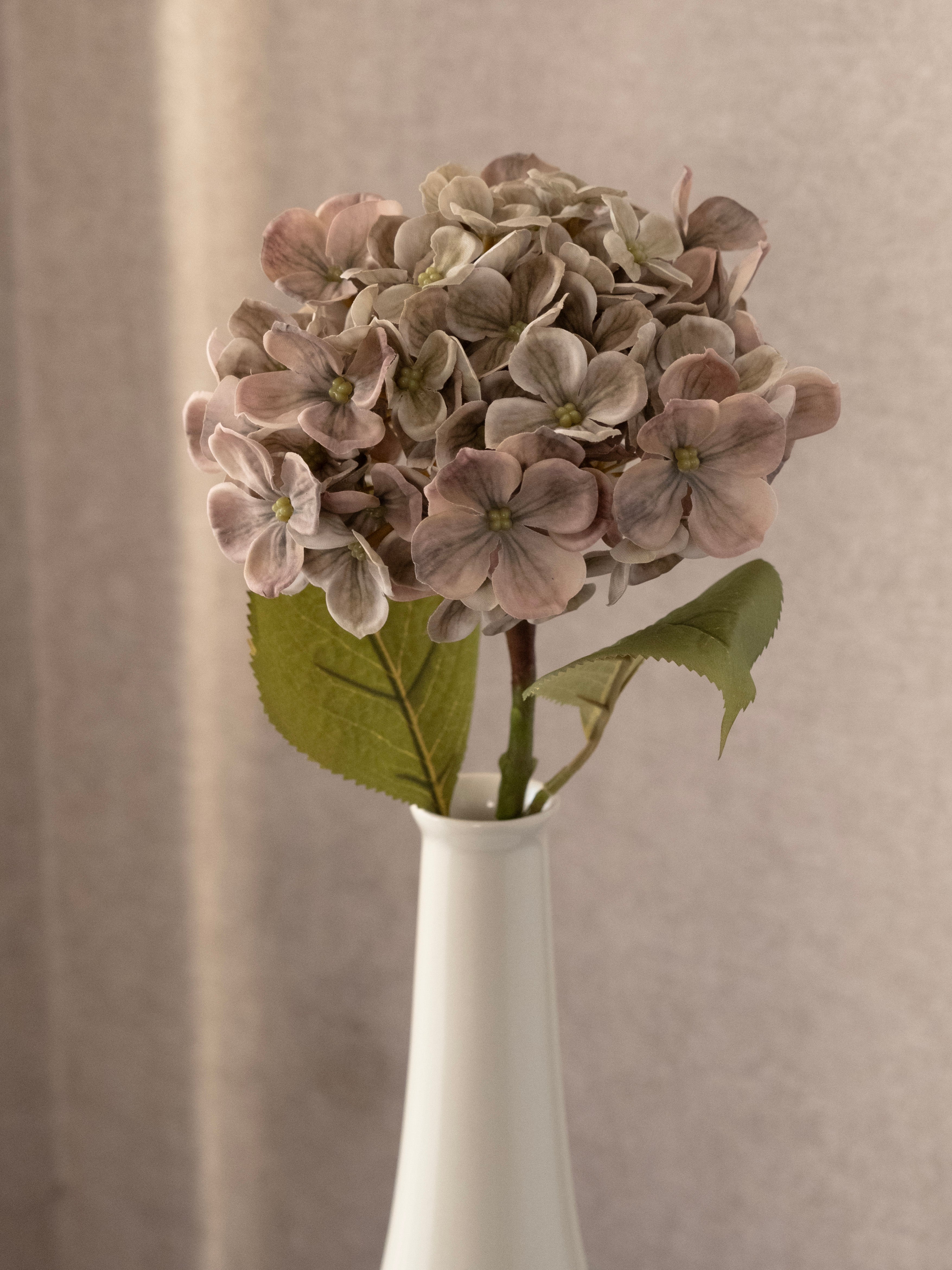 Artificial Vintage Mauve PU Hydrangea Flower Stem