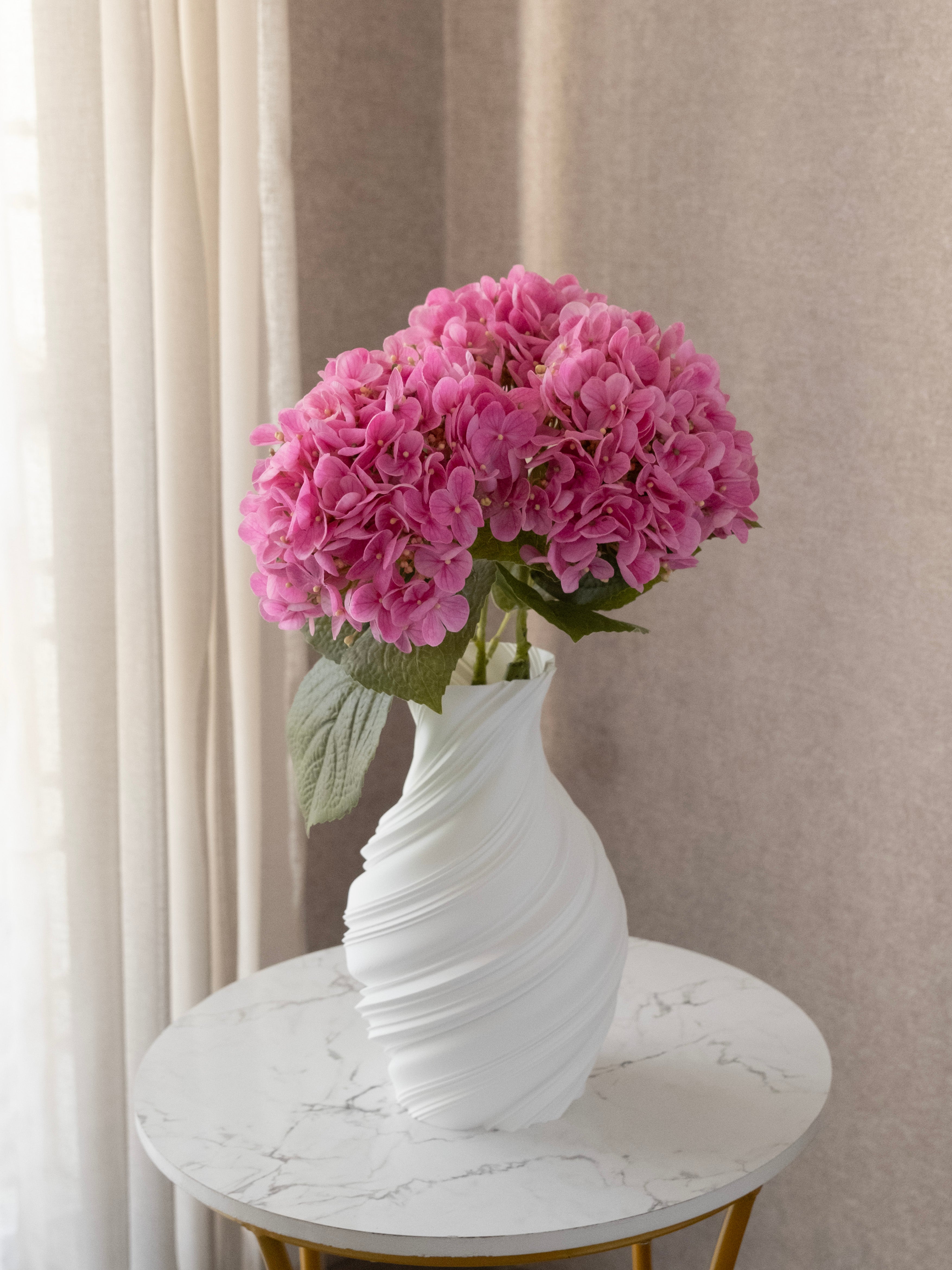 Artificial Dark Pink PU Hydrangea Flower Stem