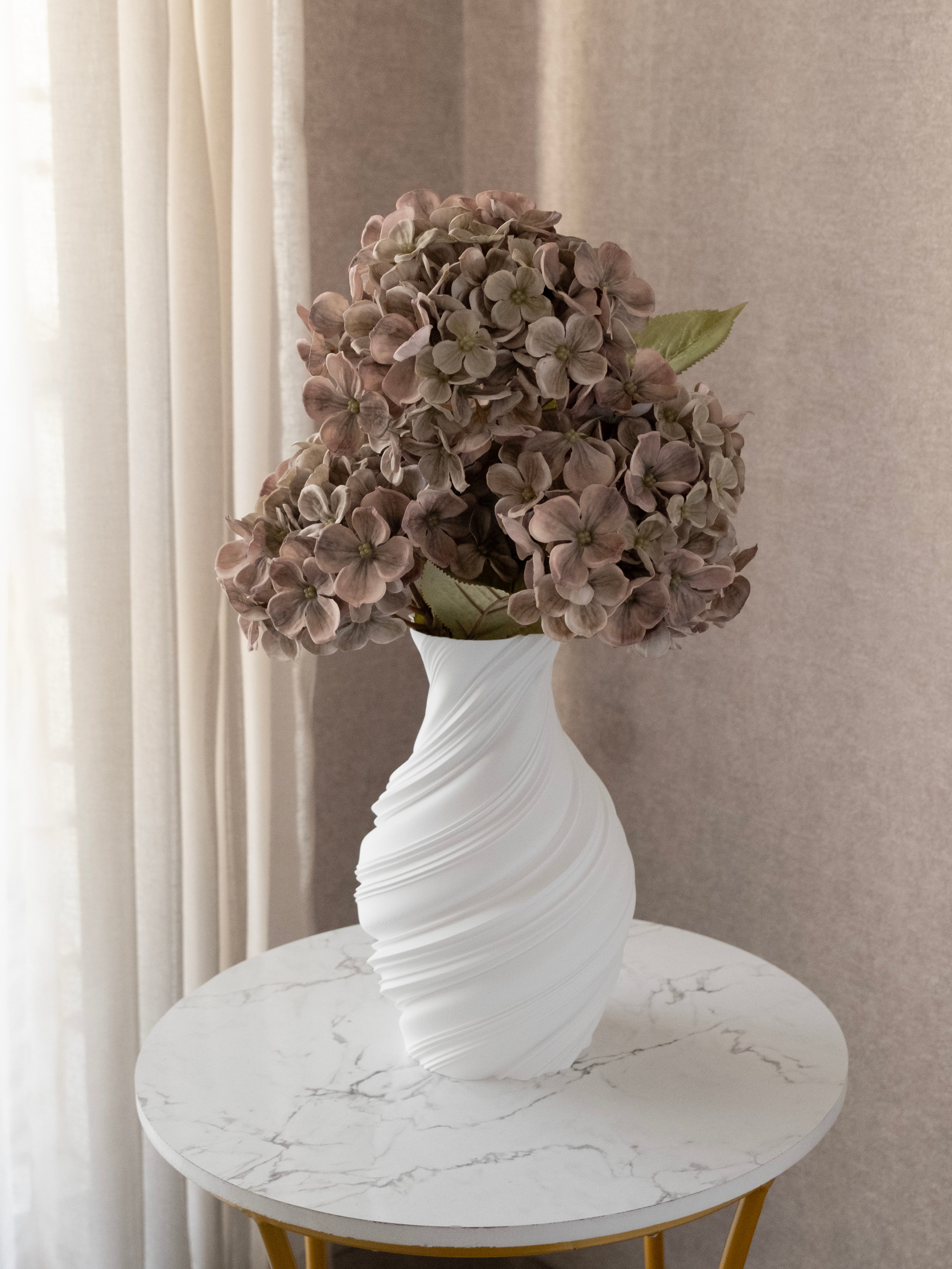 Artificial Vintage Mauve PU Hydrangea Flower Stem