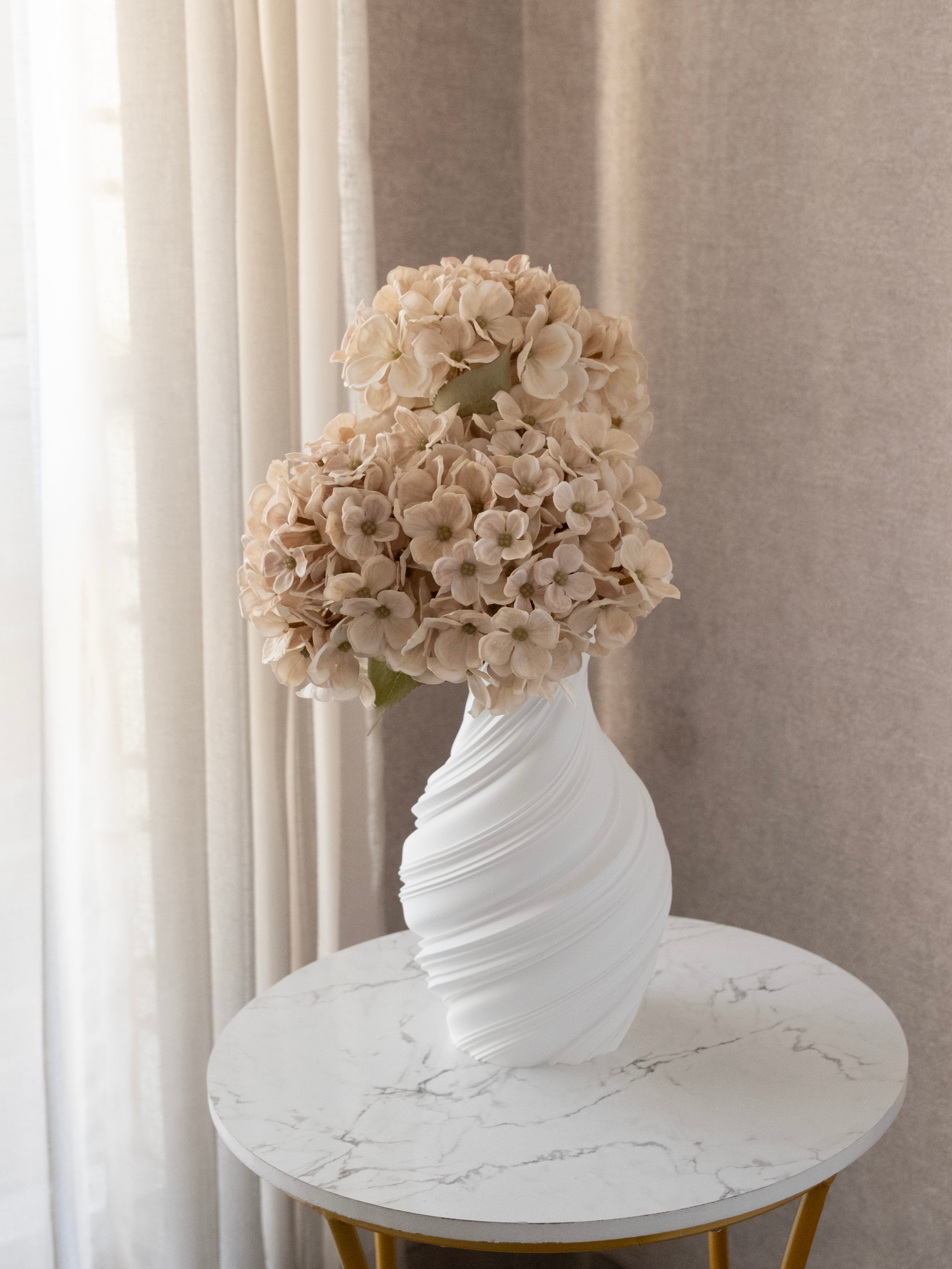 Artificial Cream PU Hydrangea Flower Stem
