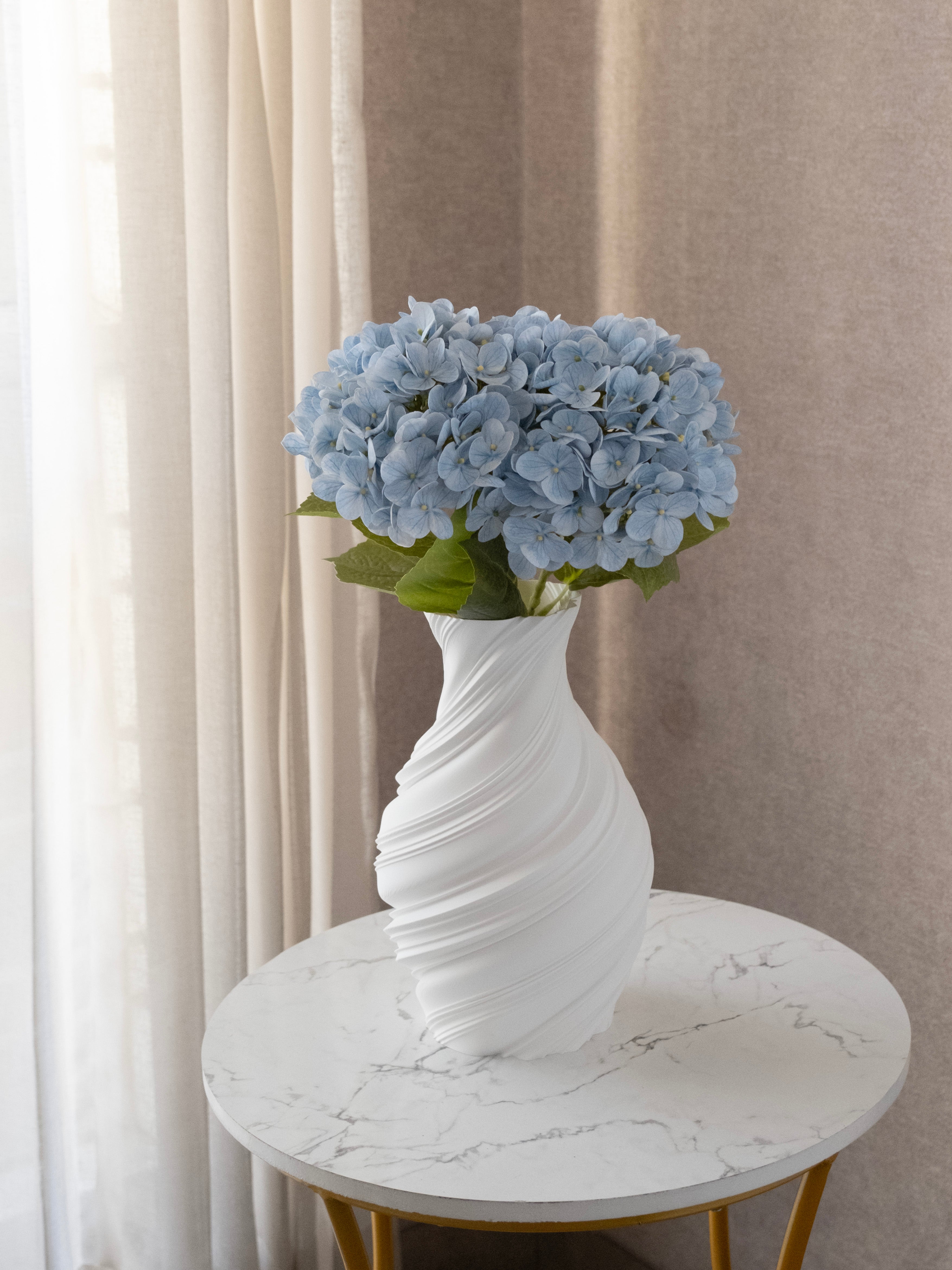 Artificial Blue PU Hydrangea Flower Stem