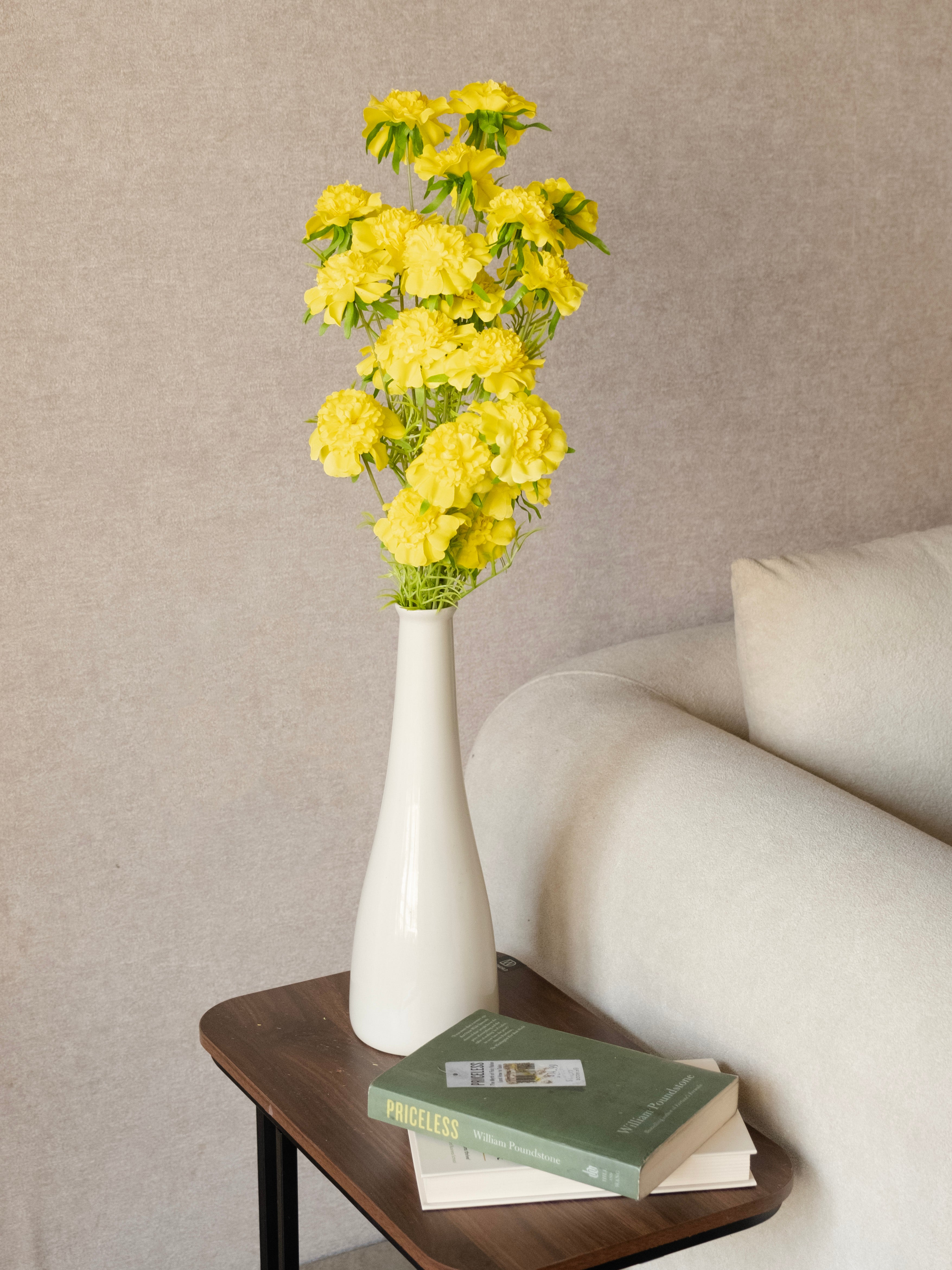 Artificial Yellow peony Flower Stem 76cm