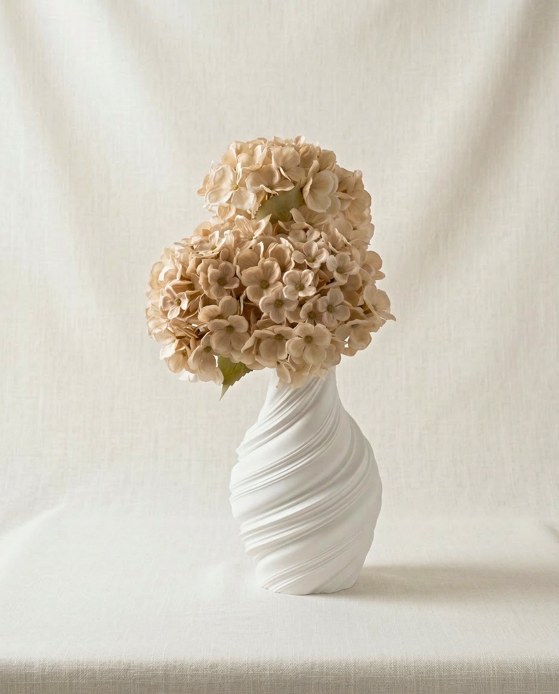 Artificial Cream PU Hydrangea Flower Stem