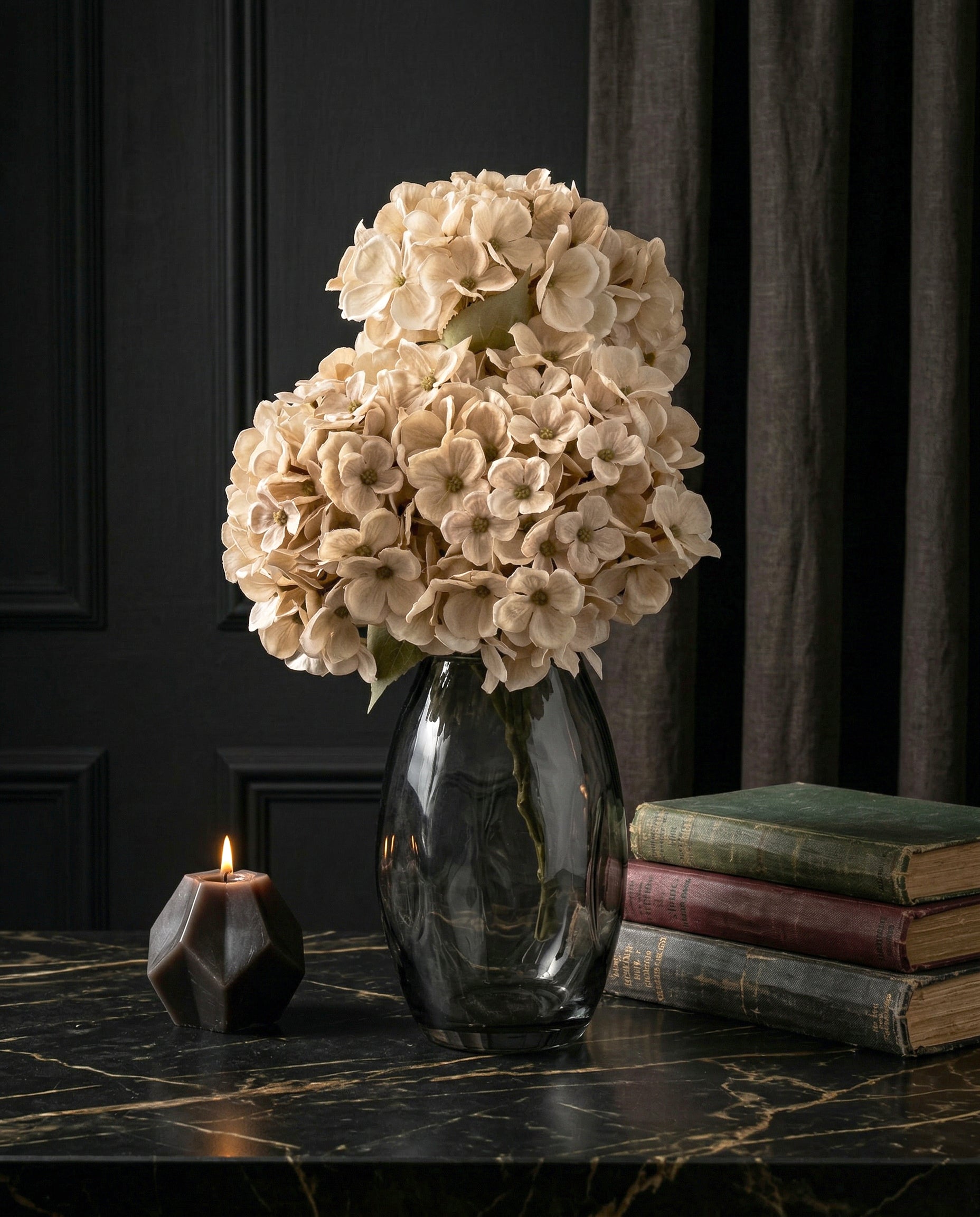 Artificial Cream PU Hydrangea Flower Stem