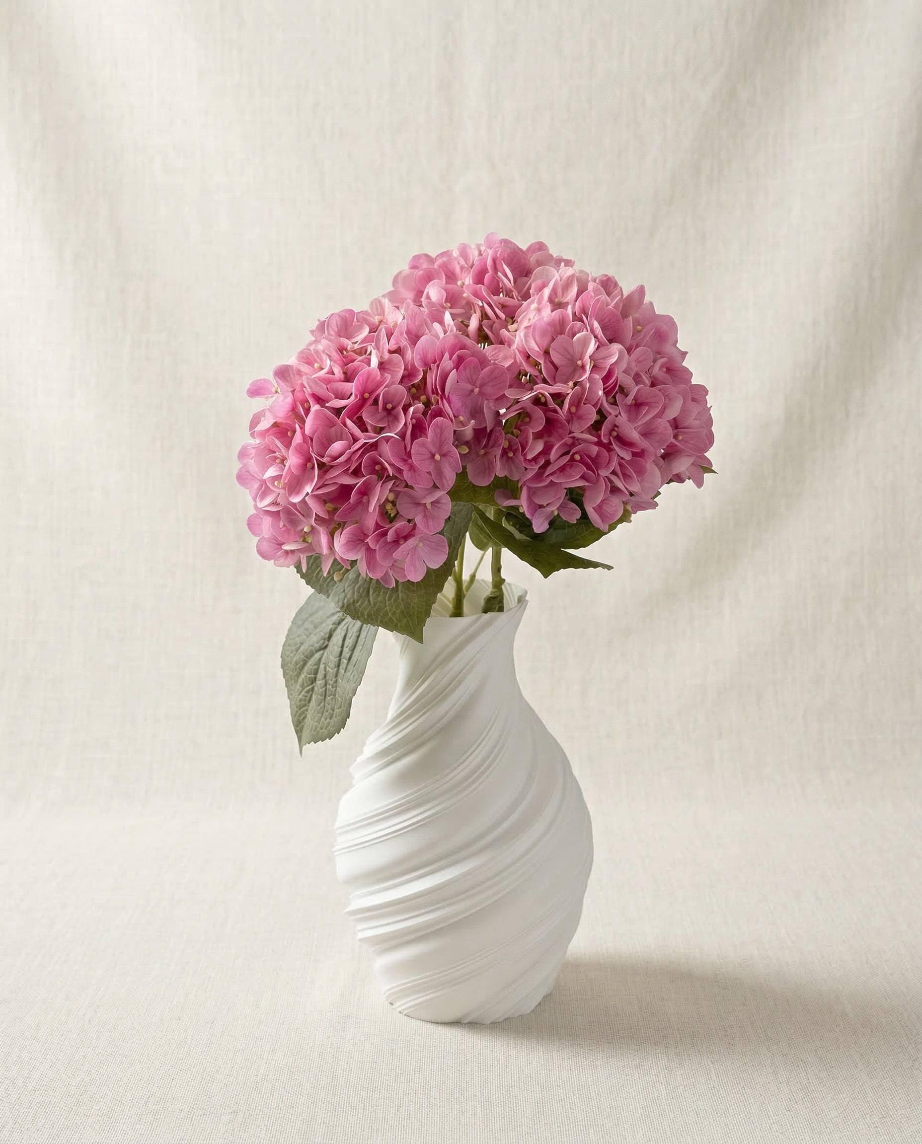Artificial Dark Pink PU Hydrangea Flower Stem