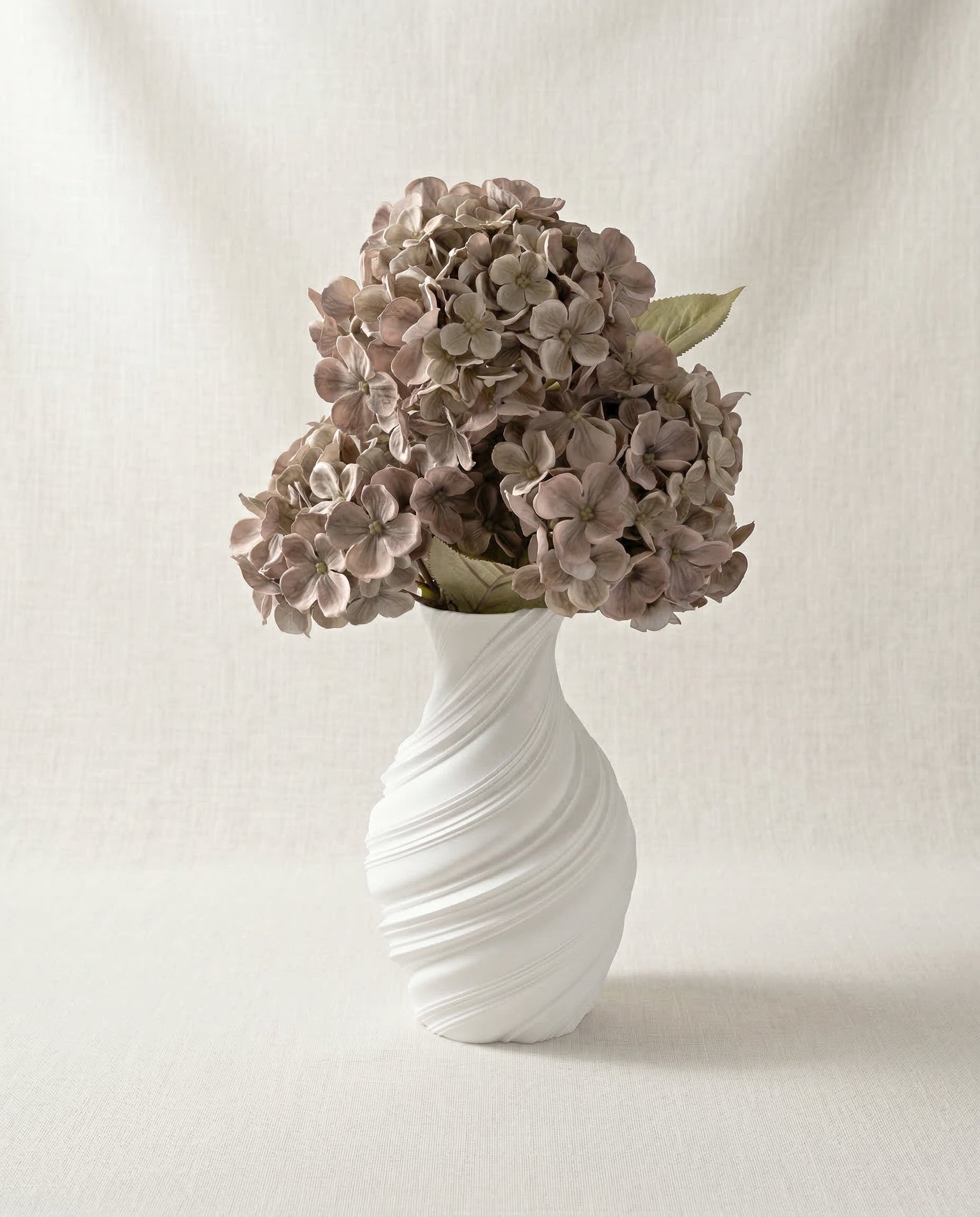 Artificial Vintage Mauve PU Hydrangea Flower Stem