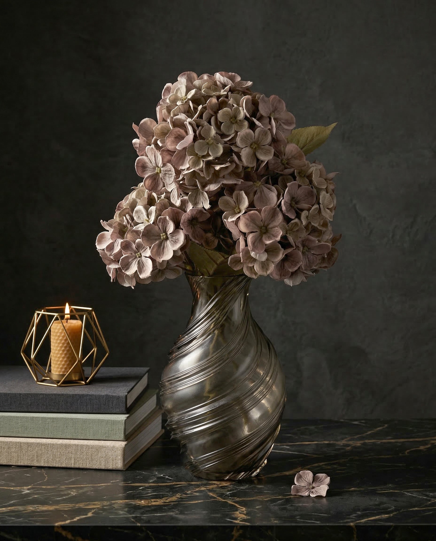 Artificial Vintage Mauve PU Hydrangea Flower Stem