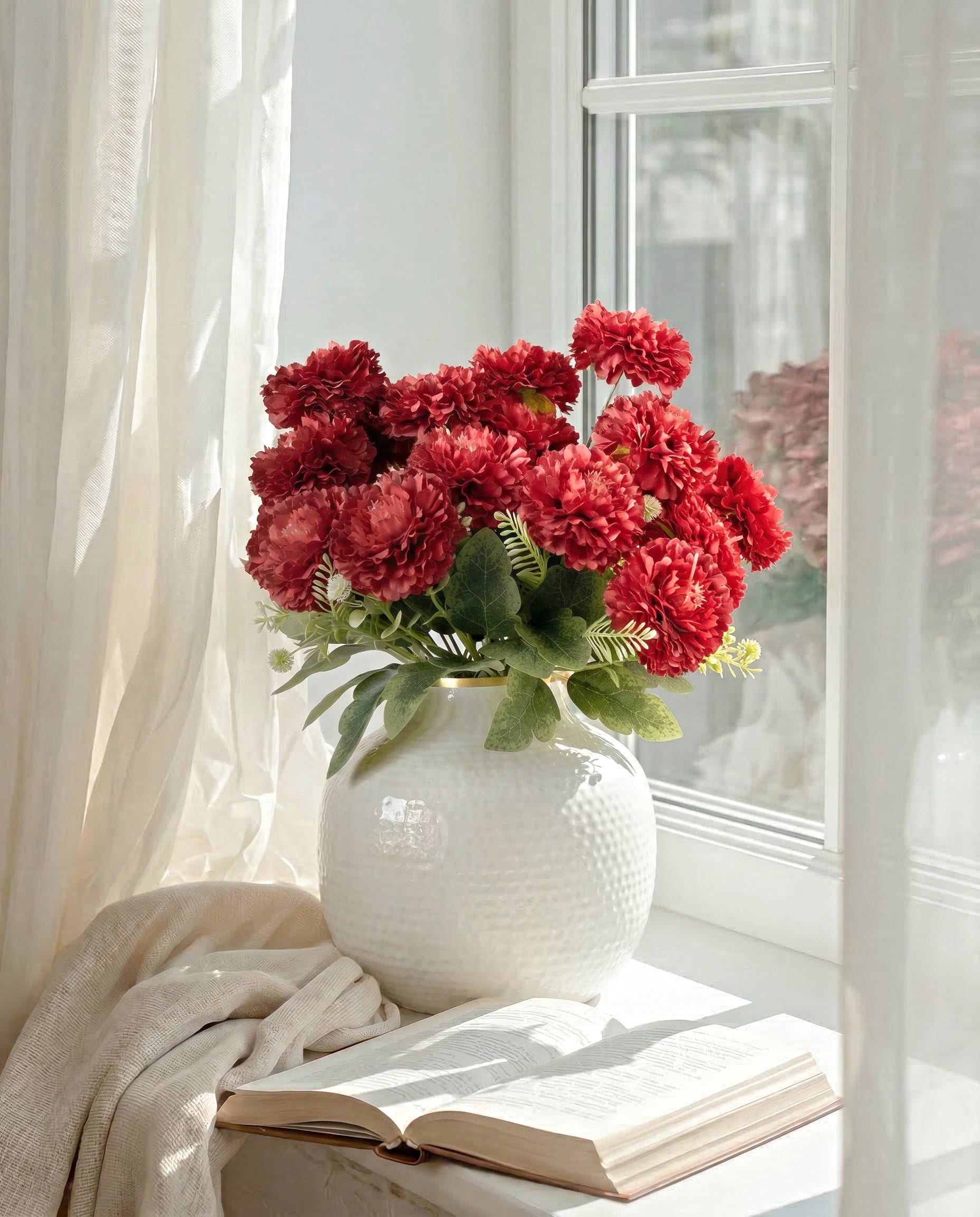 Artificial Ruffled Carnation Bunch 39cm