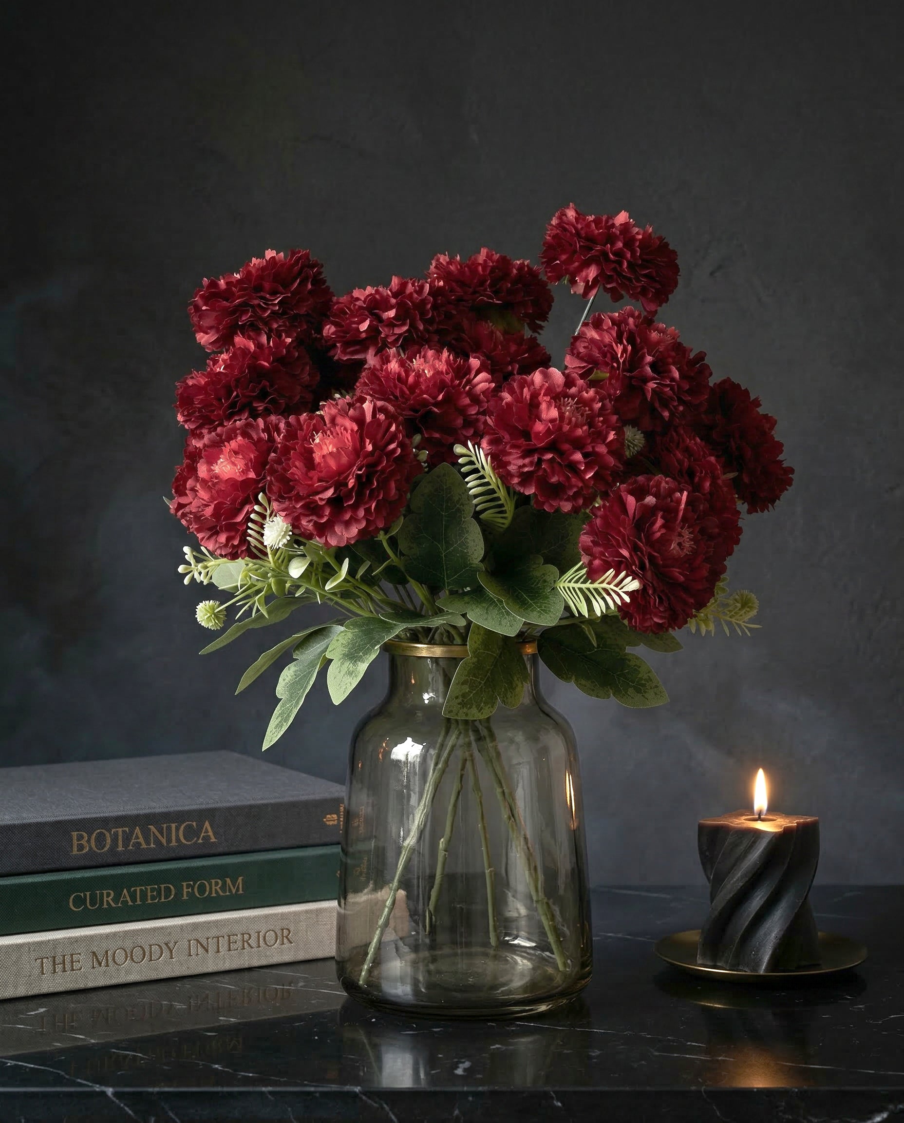 Artificial Ruffled Carnation Bunch 39cm