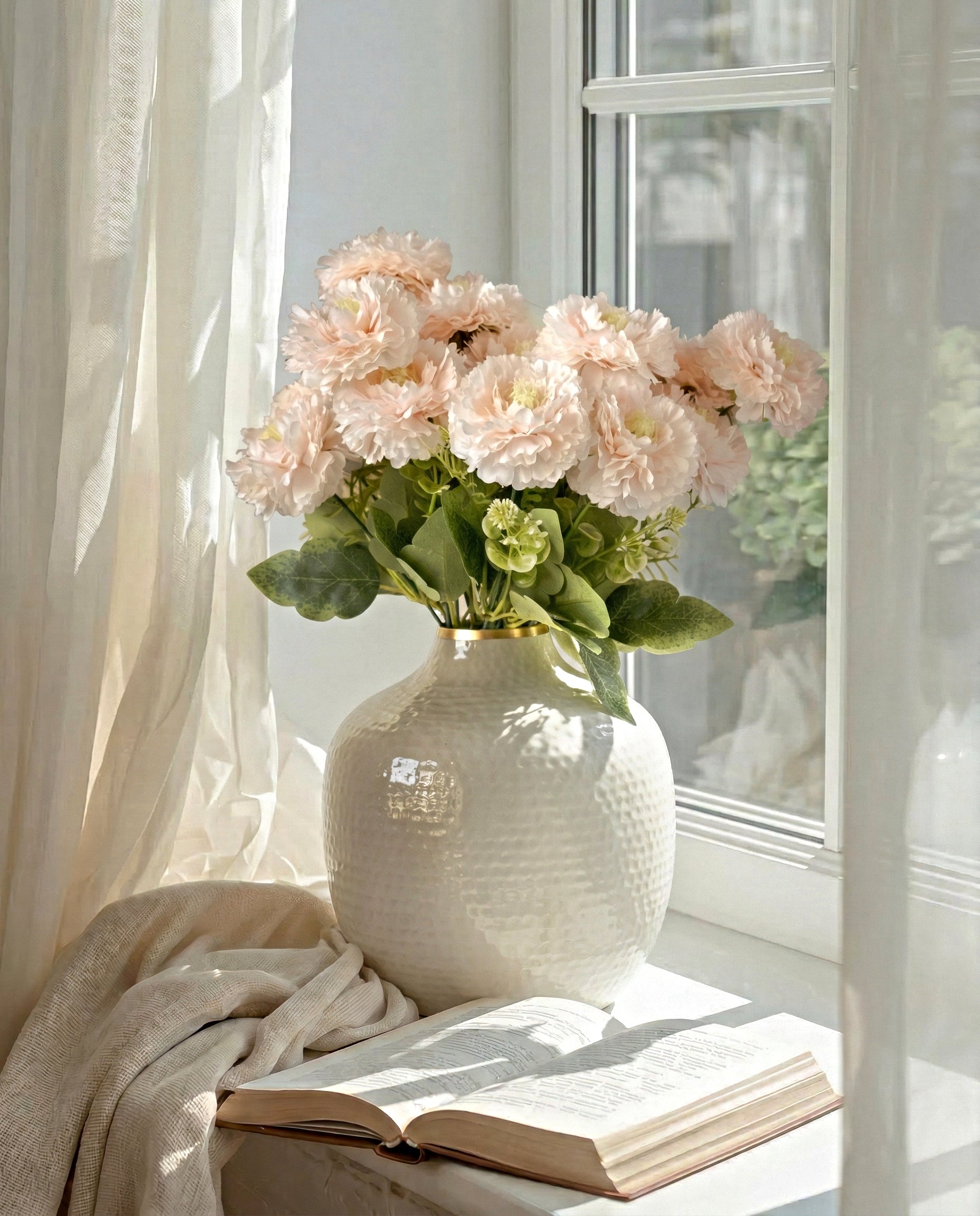 Artificial Ruffled Carnation Bunch 39cm