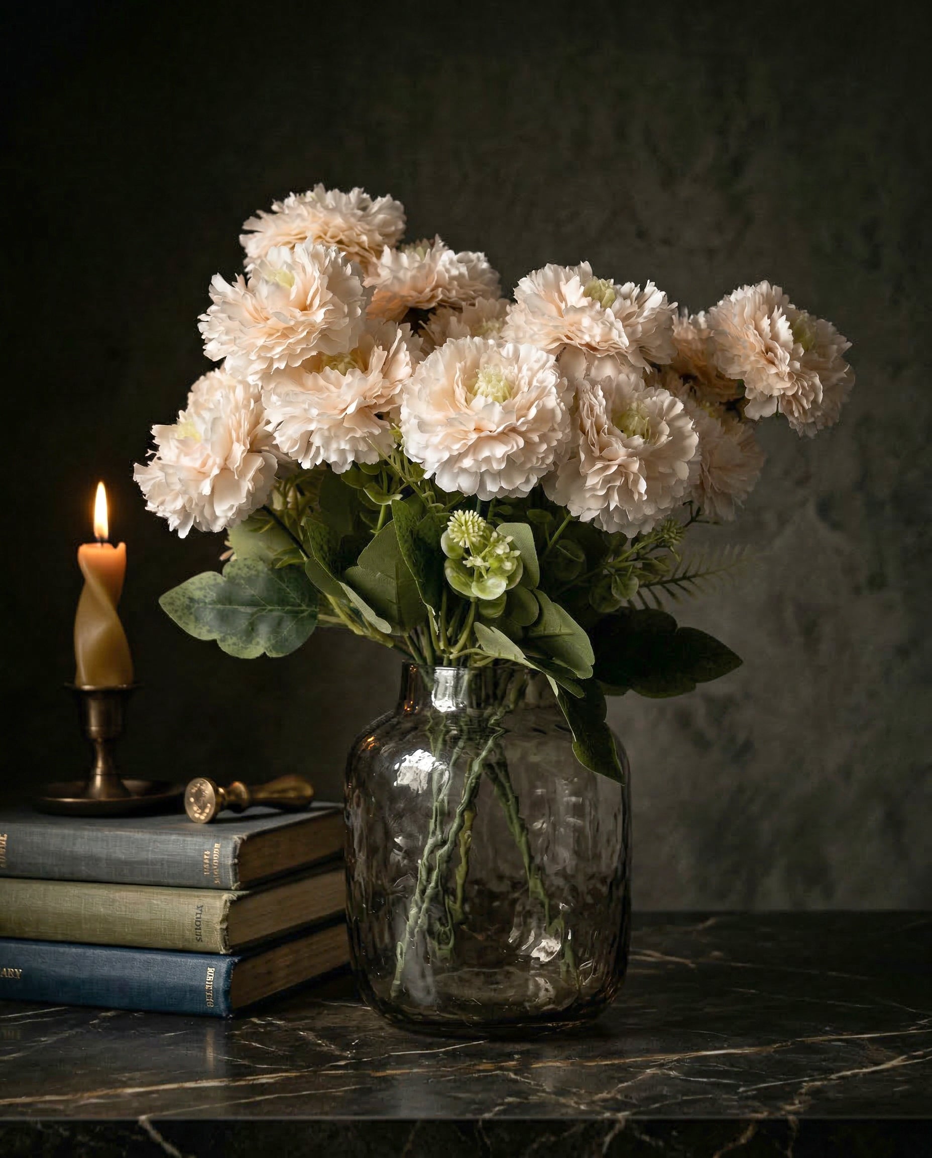 Artificial Ruffled Carnation Bunch 39cm