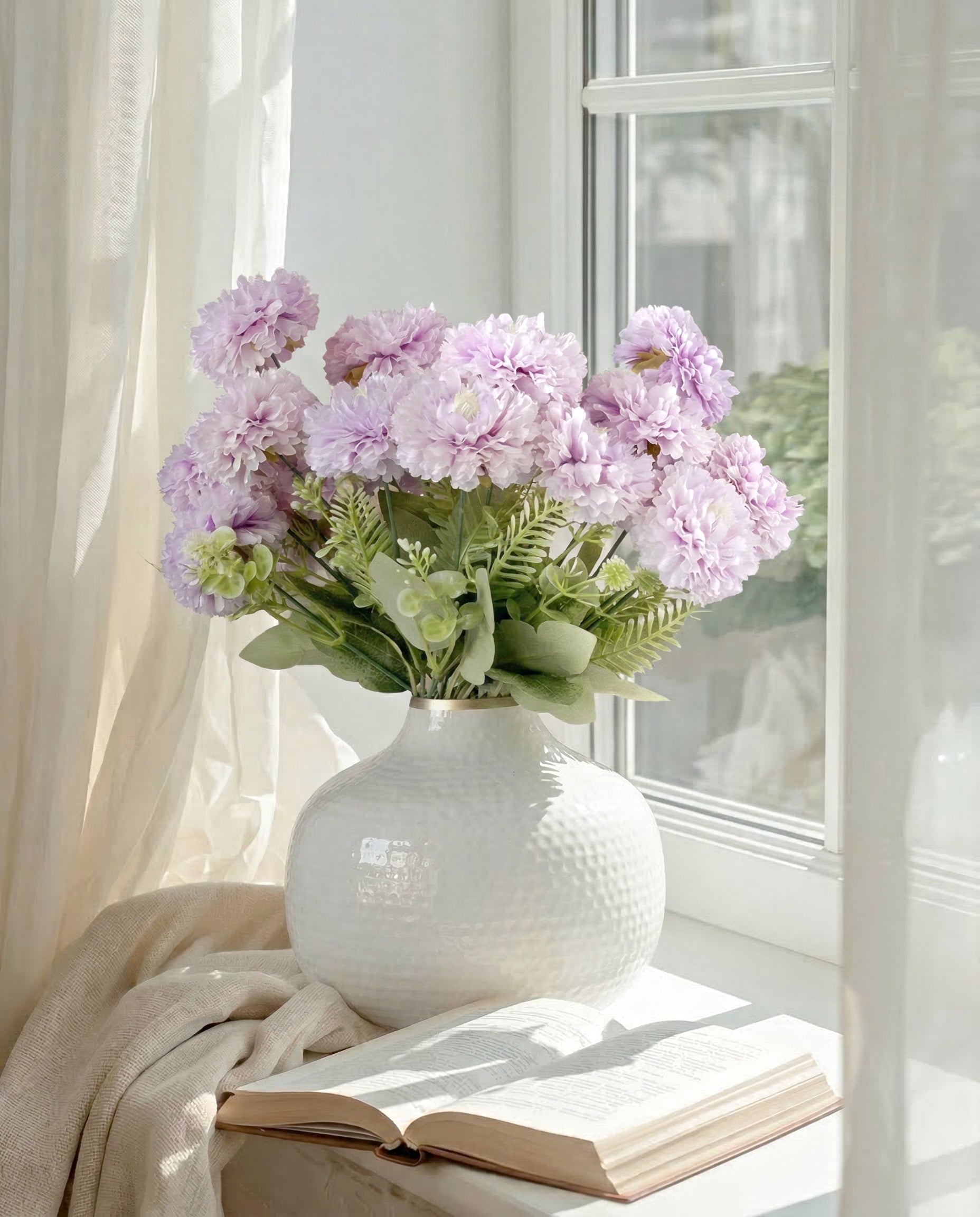Artificial Ruffled Carnation Bunch 39cm