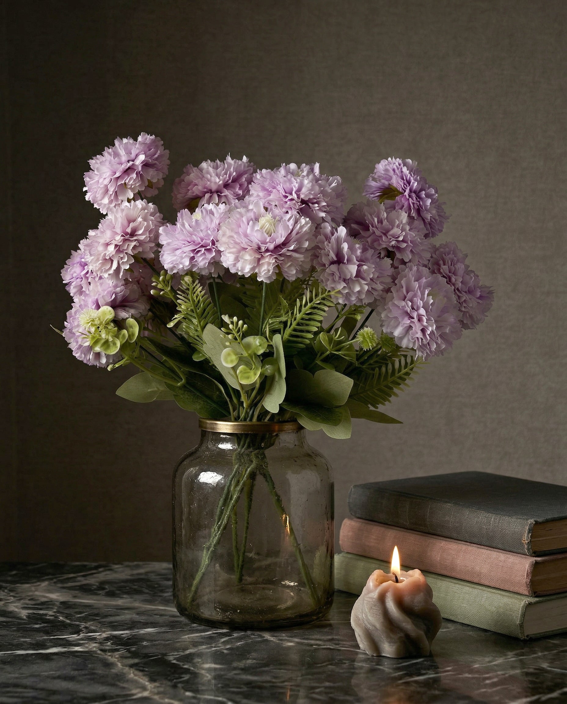 Artificial Ruffled Carnation Bunch 39cm