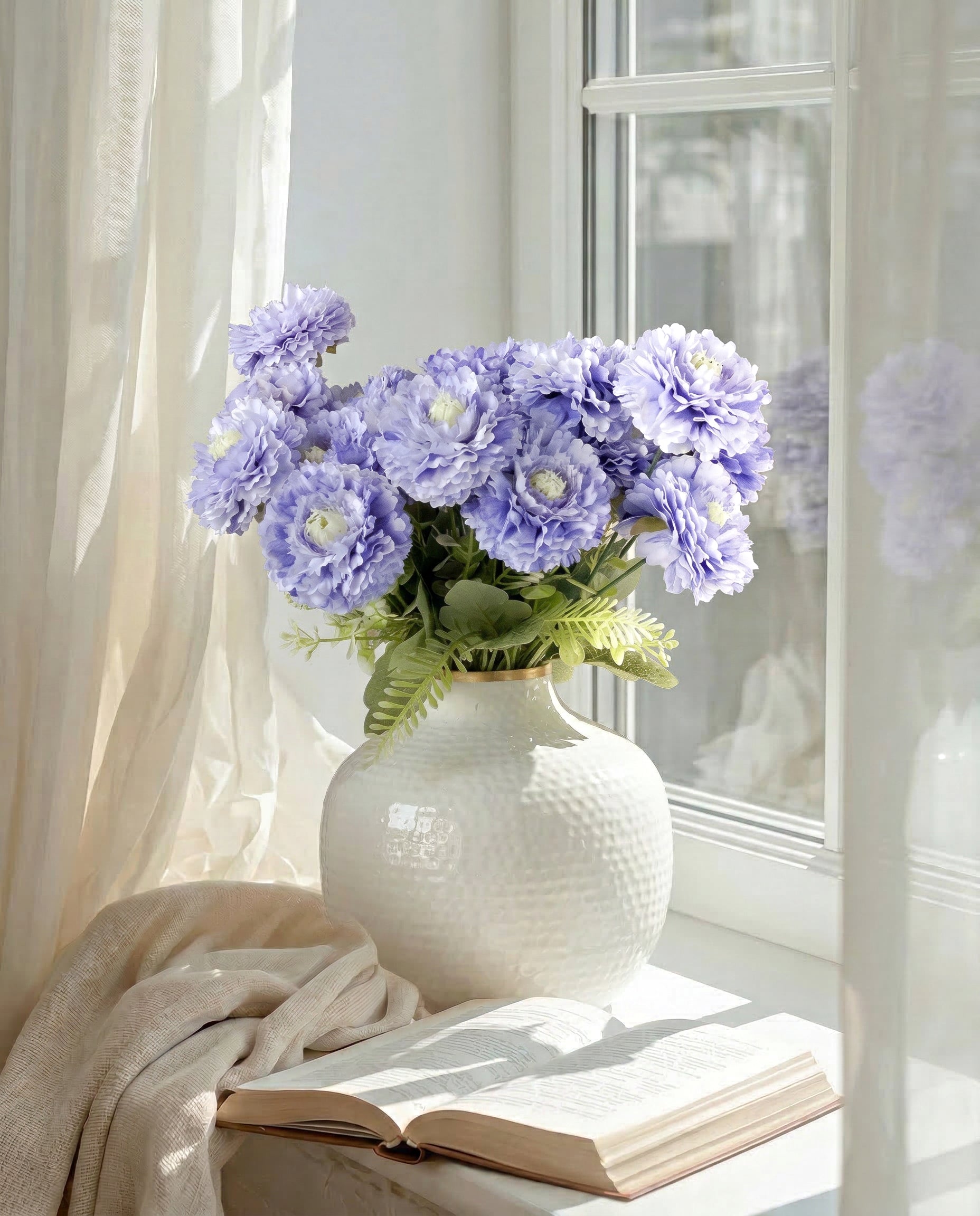 Artificial Ruffled Carnation Bunch 39cm