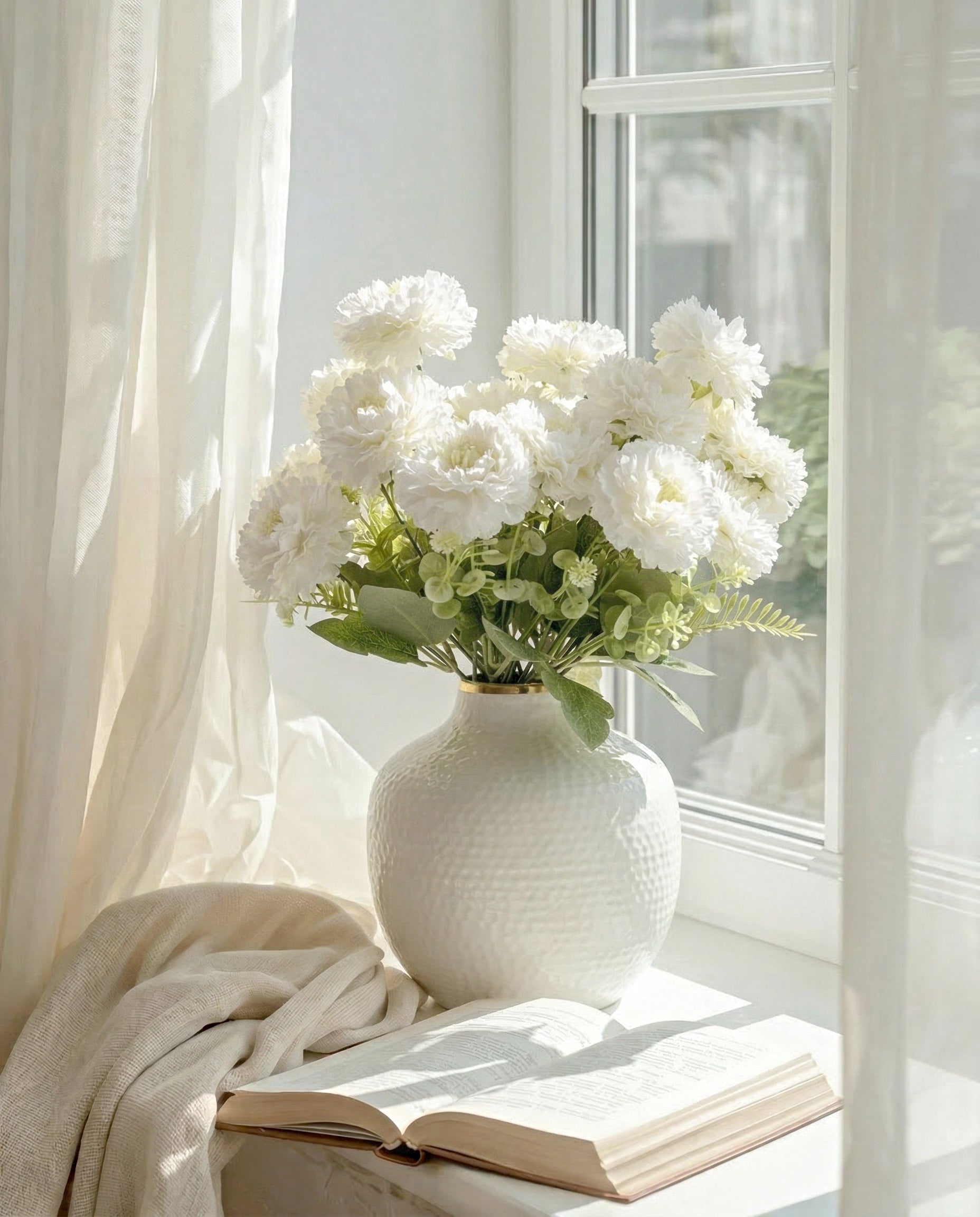 Artificial Ruffled Carnation Bunch 39cm