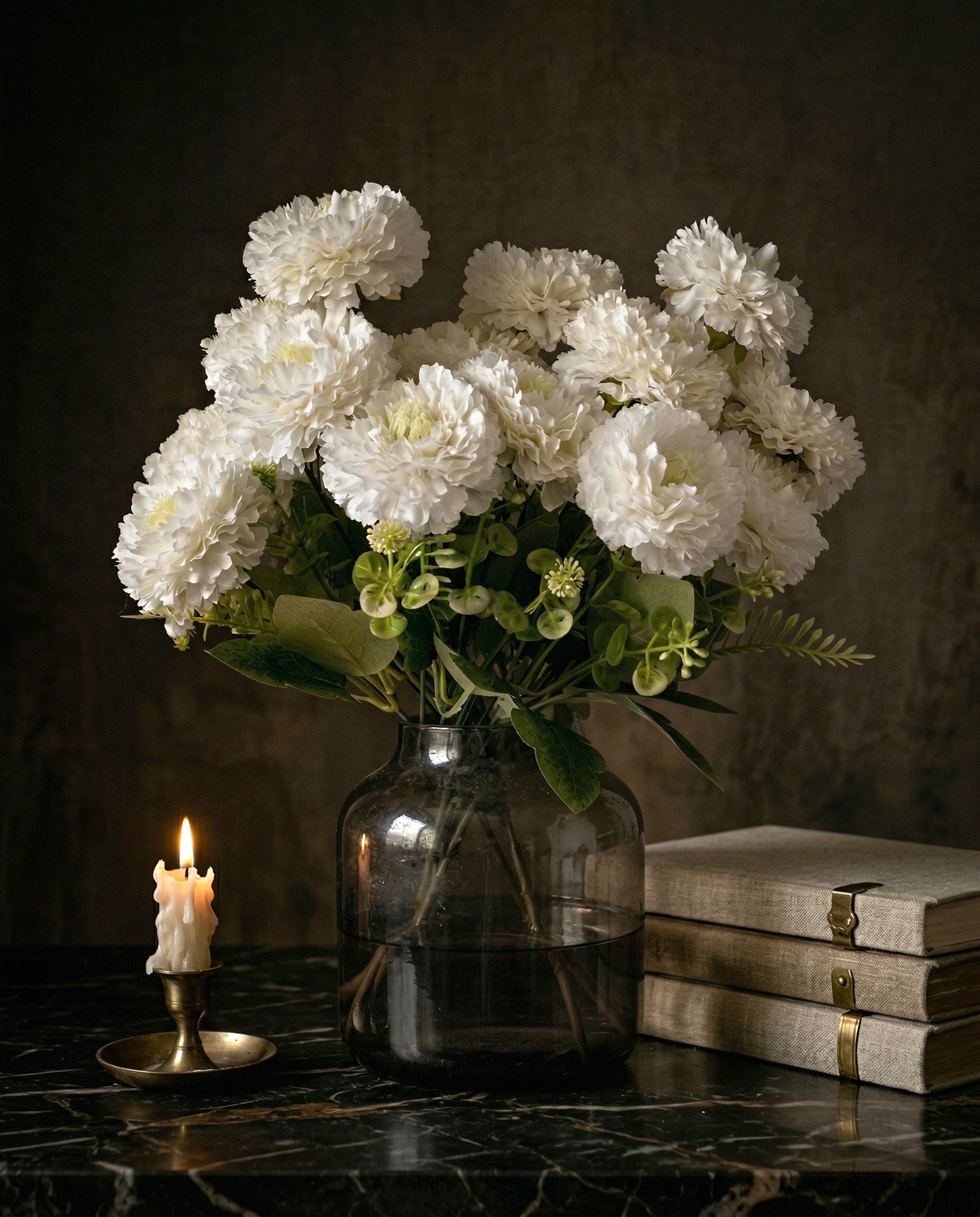 Artificial Ruffled Carnation Bunch 39cm