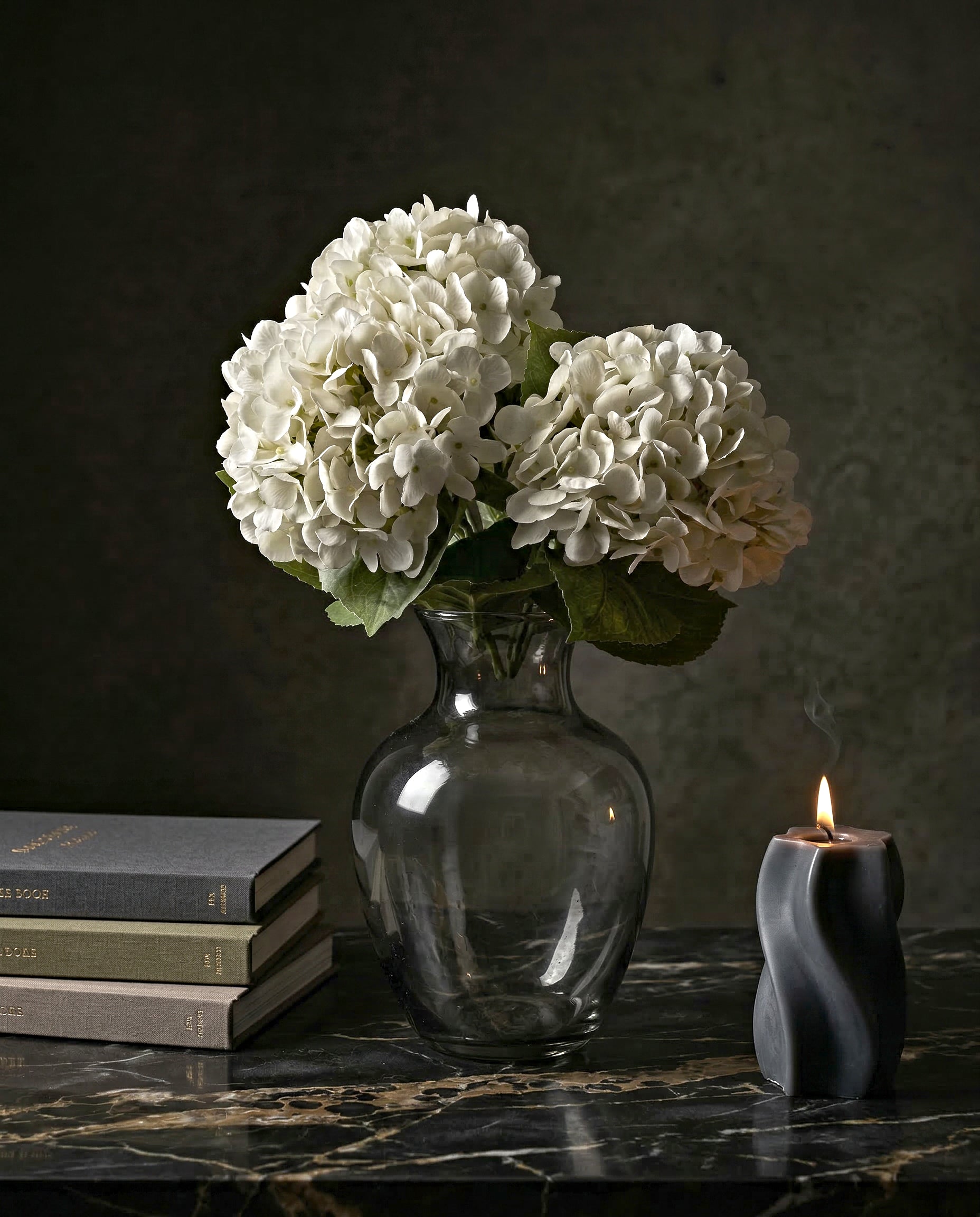 Artificial White PU Hydrangea Flower Stem