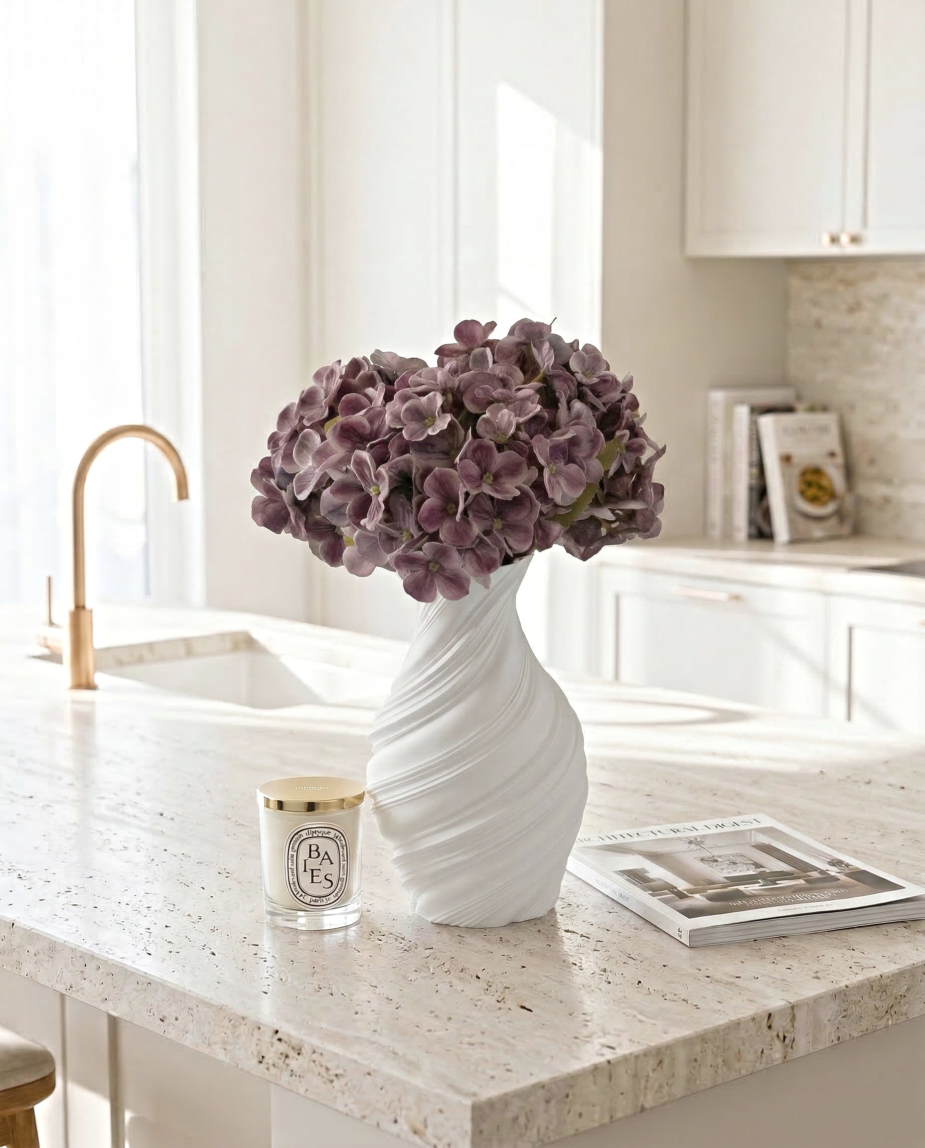 Artificial Dusty Purple PU Hydrangea Flower Stem