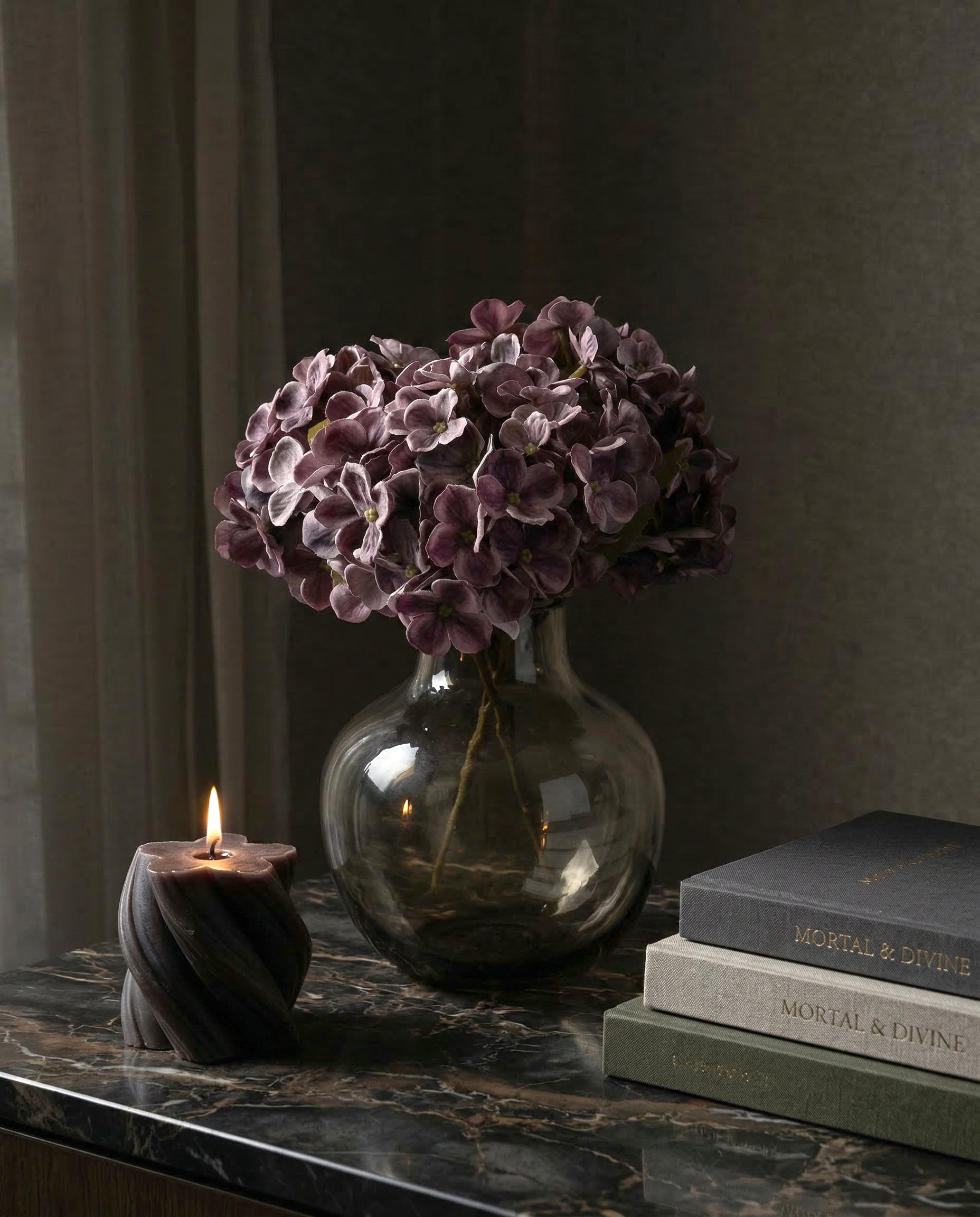 Artificial Dusty Purple PU Hydrangea Flower Stem