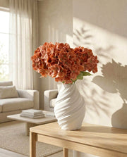 Artificial Rust Orange PU Hydrangea Flower Stem
