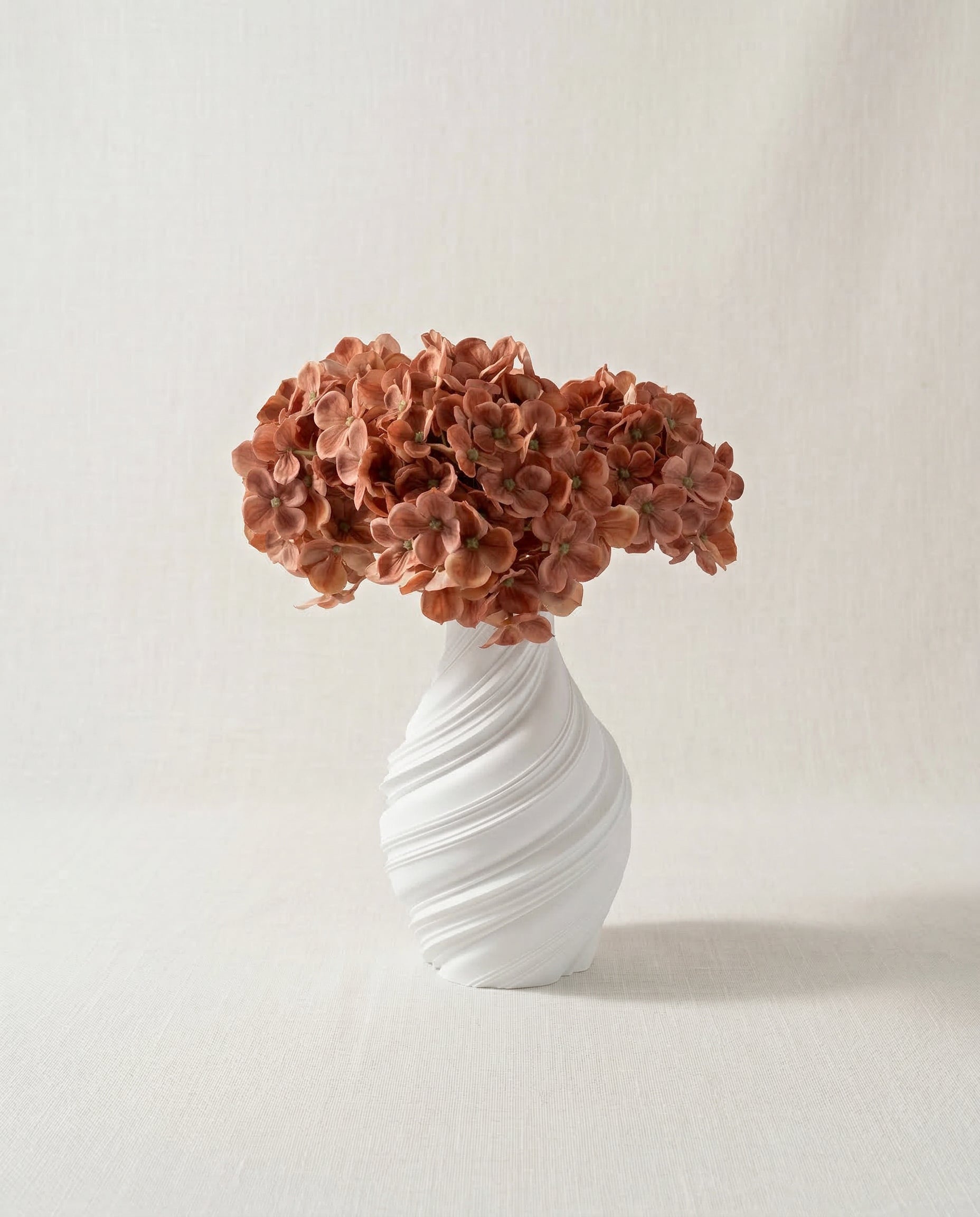 Artificial Rust Orange PU Hydrangea Flower Stem