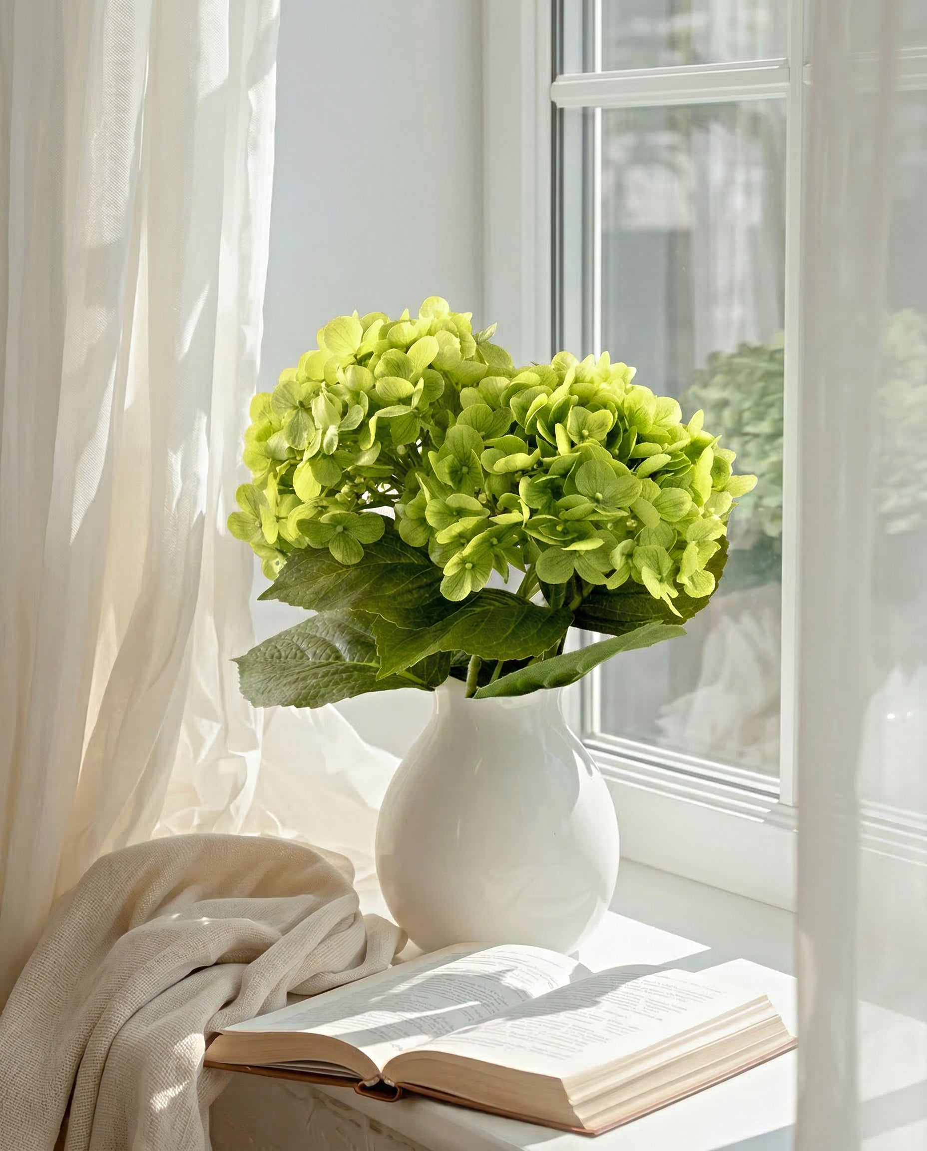 Artificial Green PU Hydrangea Flower Stem