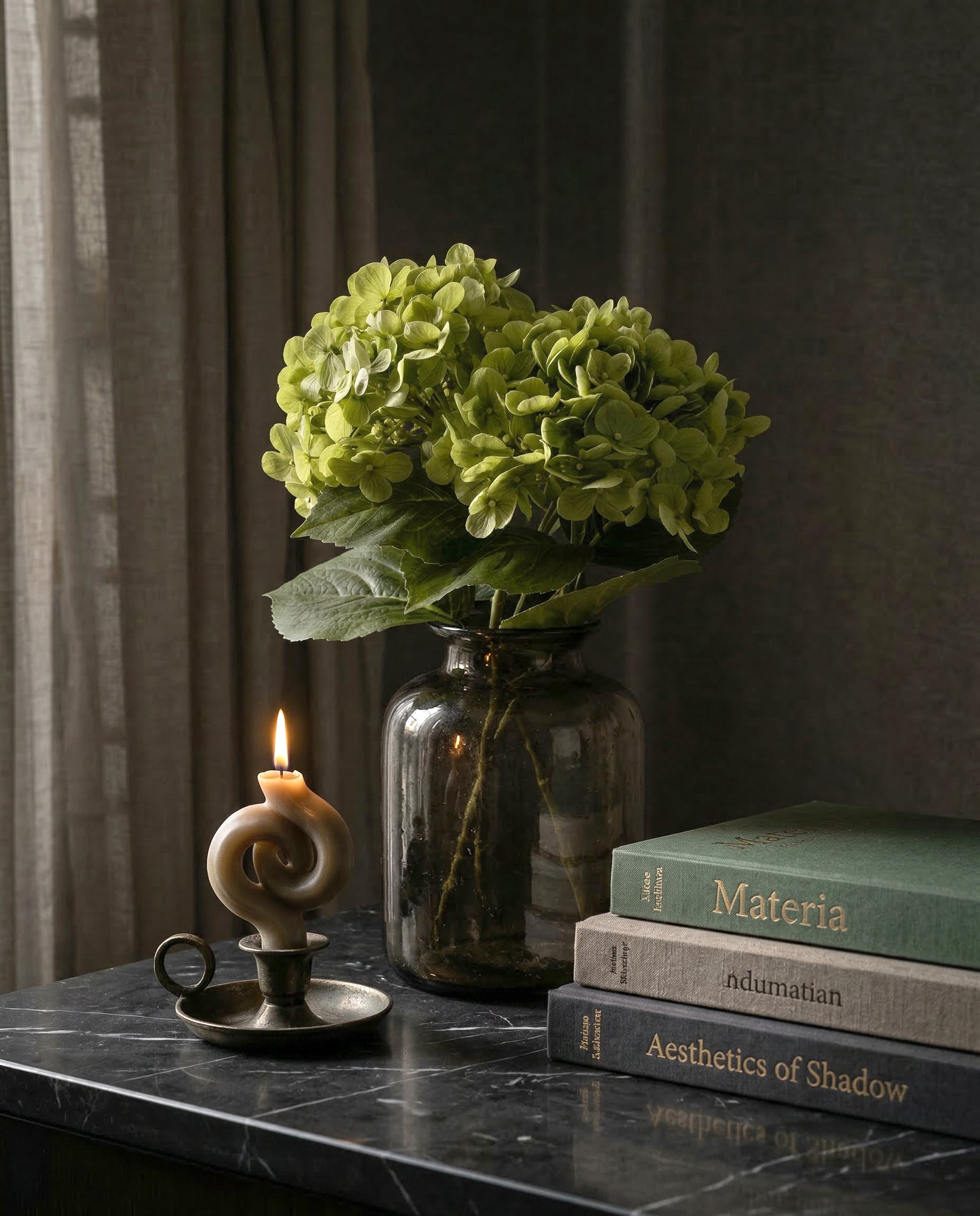 Artificial Green PU Hydrangea Flower Stem