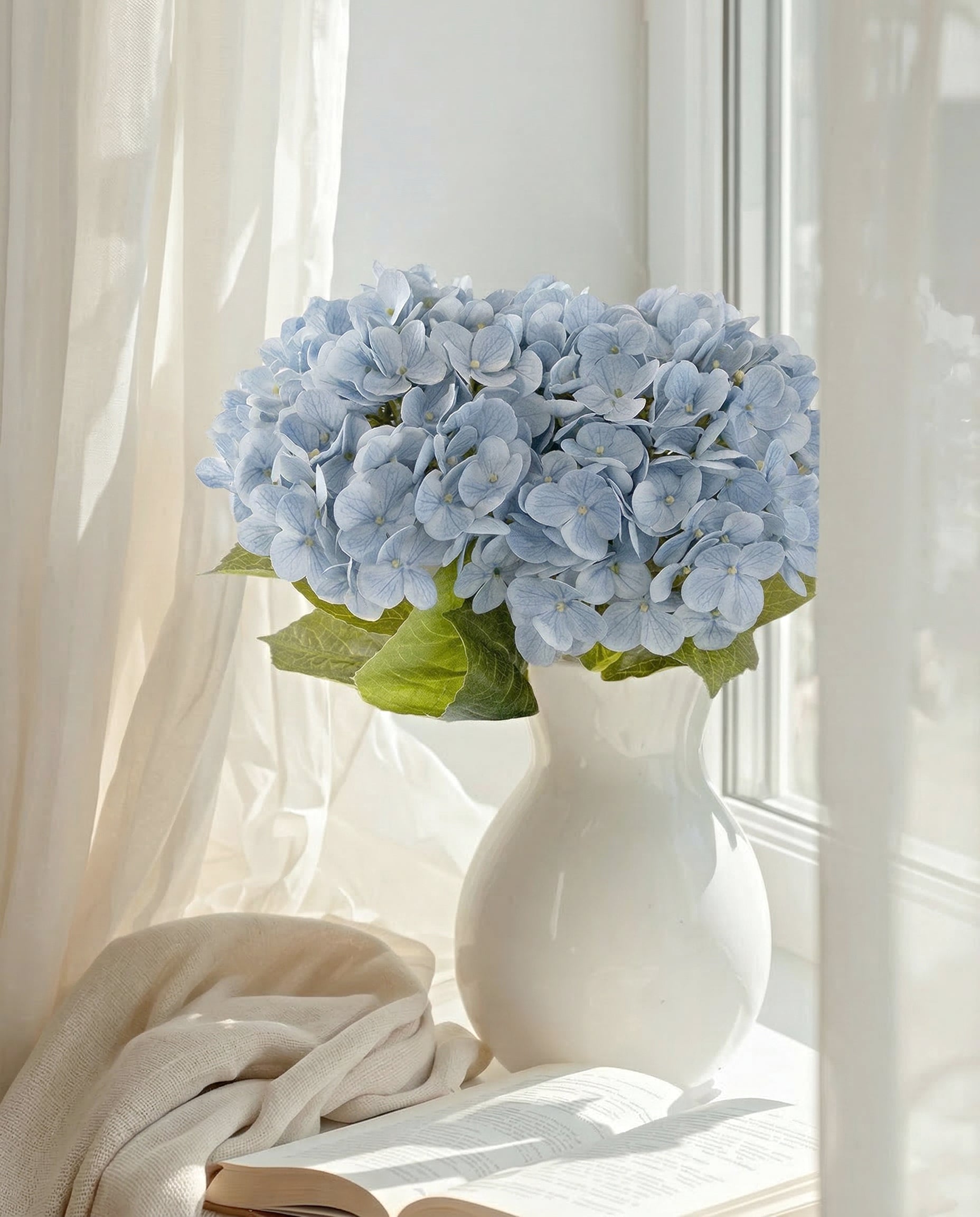 Artificial Blue PU Hydrangea Flower Stem
