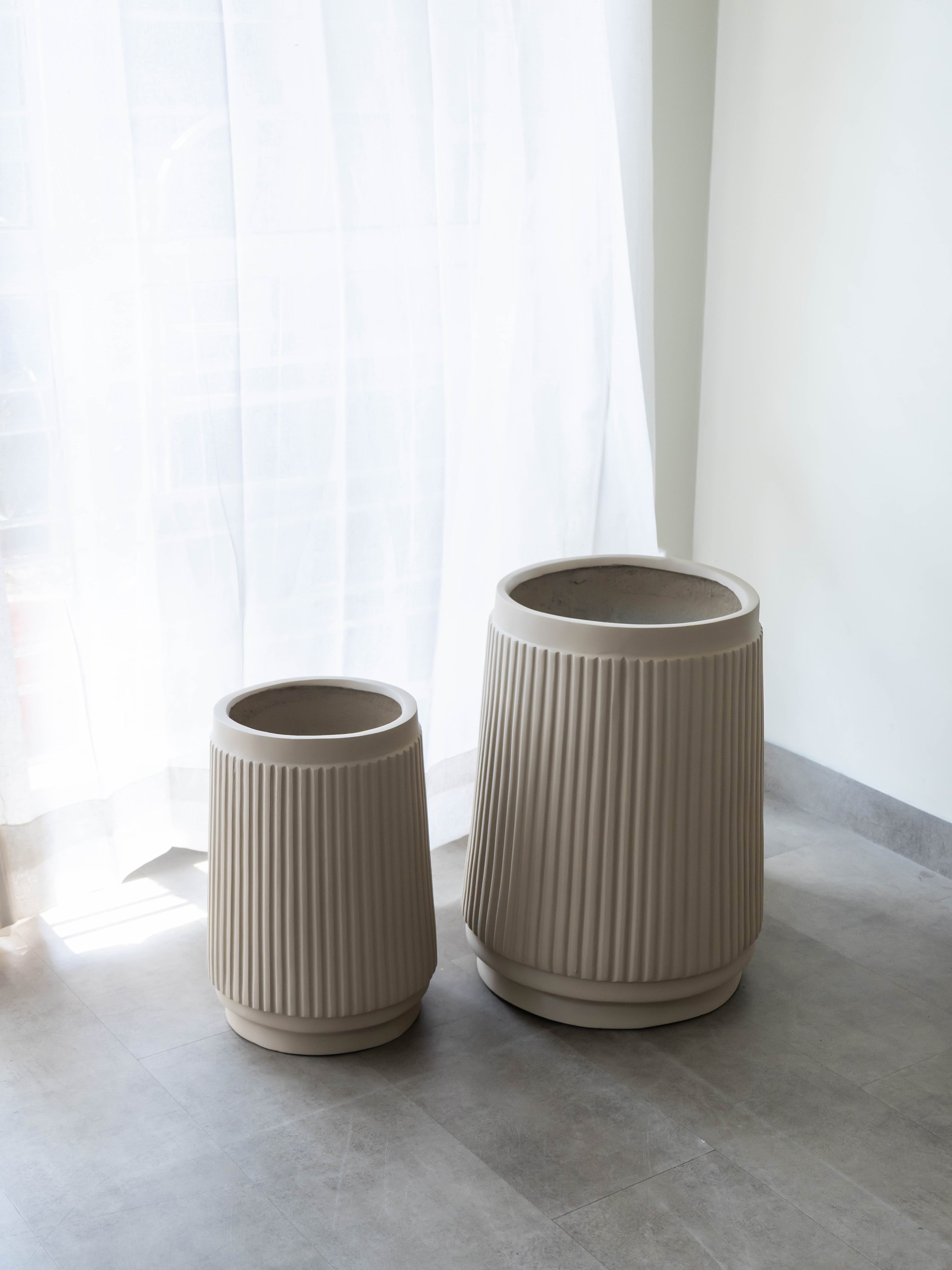 Linear Fluted Planter – Beige